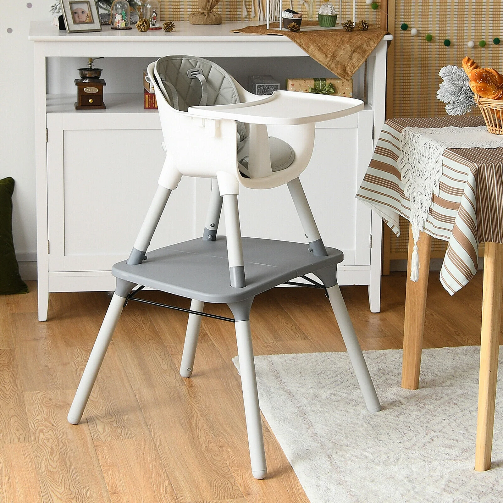 4-In-1 Baby Convertible Toddler Table Chair Set, Gray - Image 7