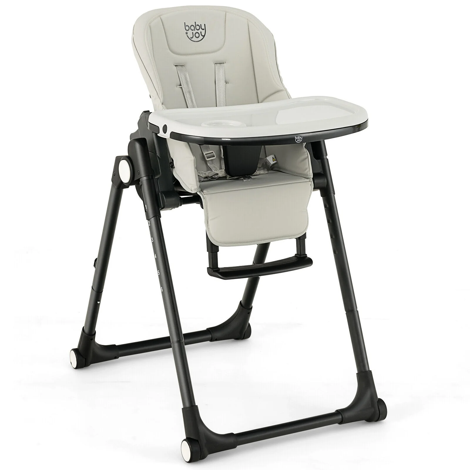 4-In-1 Baby High Chair, 6 Adjustable Heights, Gray