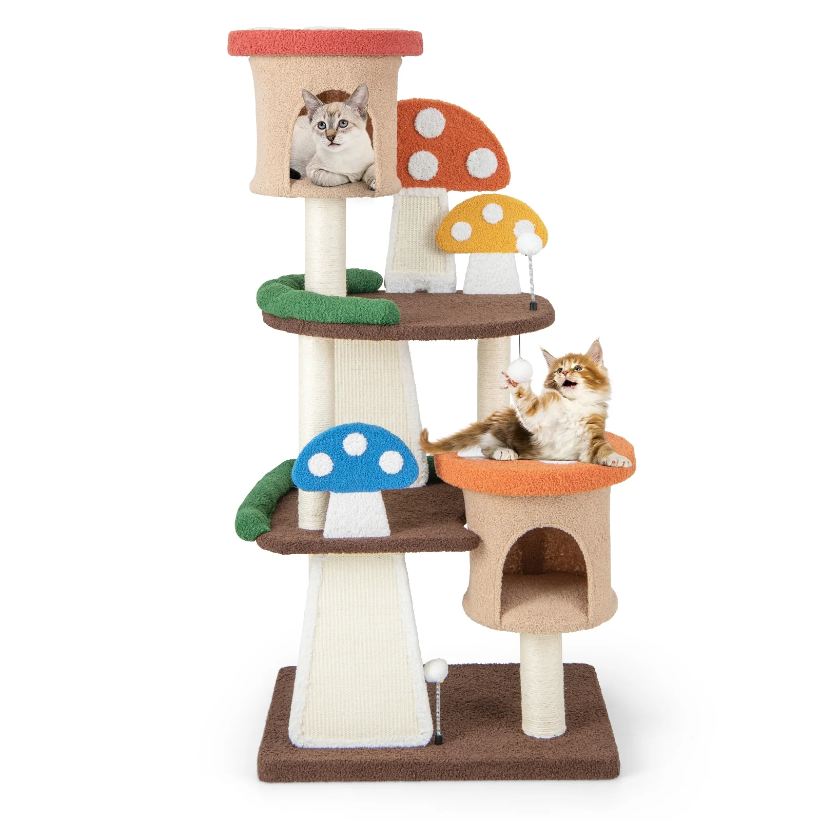 4-In-1 Cat Tree, 2 Condos And Platforms, Multicolor