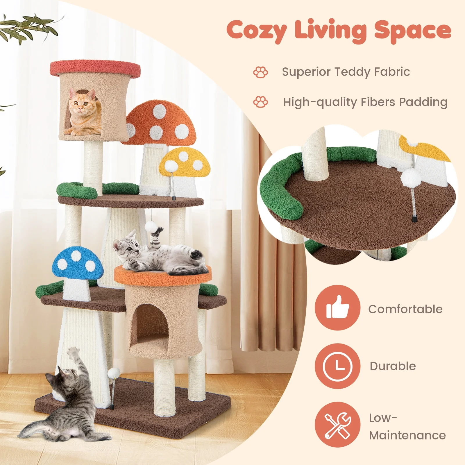 4-In-1 Cat Tree, 2 Condos And Platforms, Multicolor - Image 10