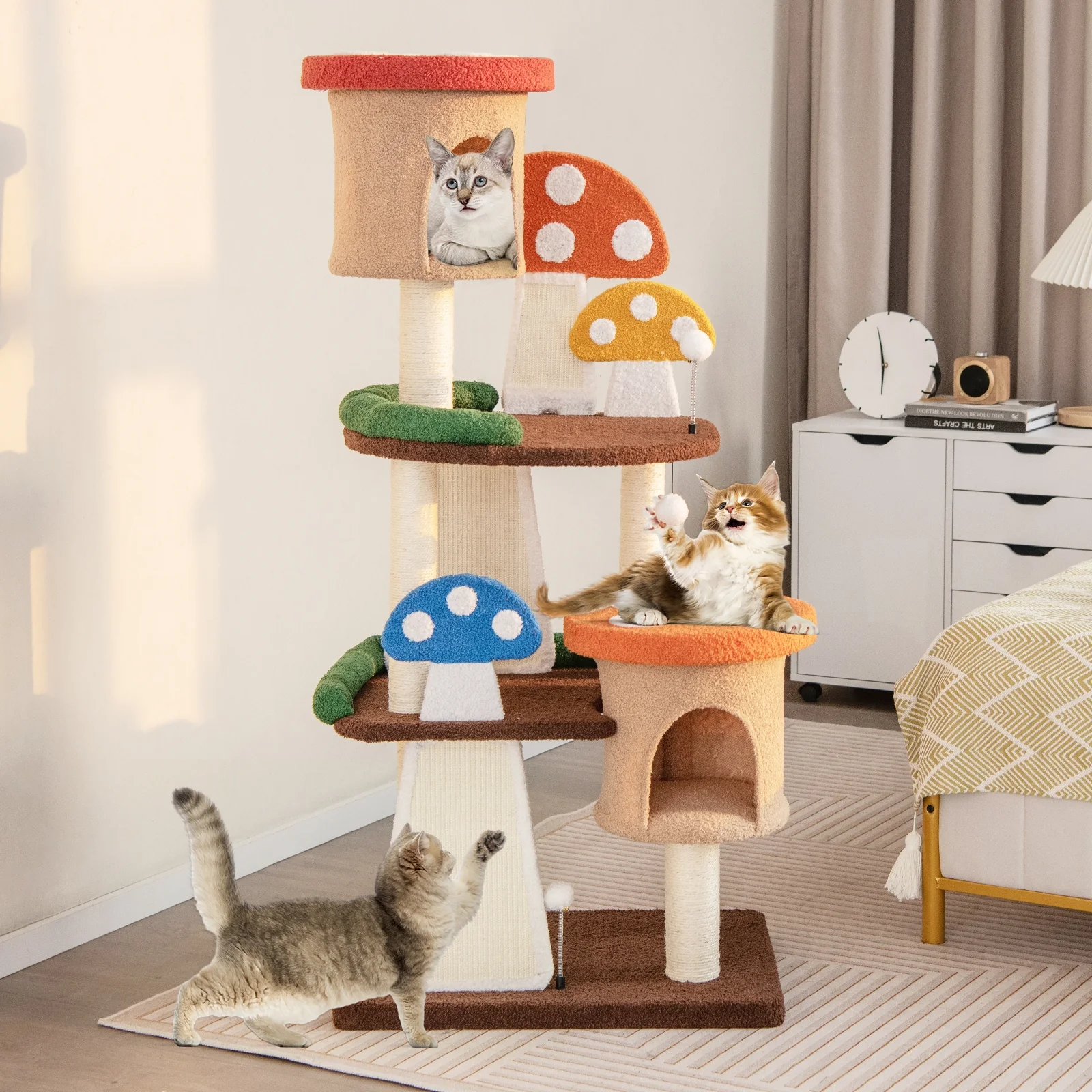 4-In-1 Cat Tree, 2 Condos And Platforms, Multicolor - Image 2