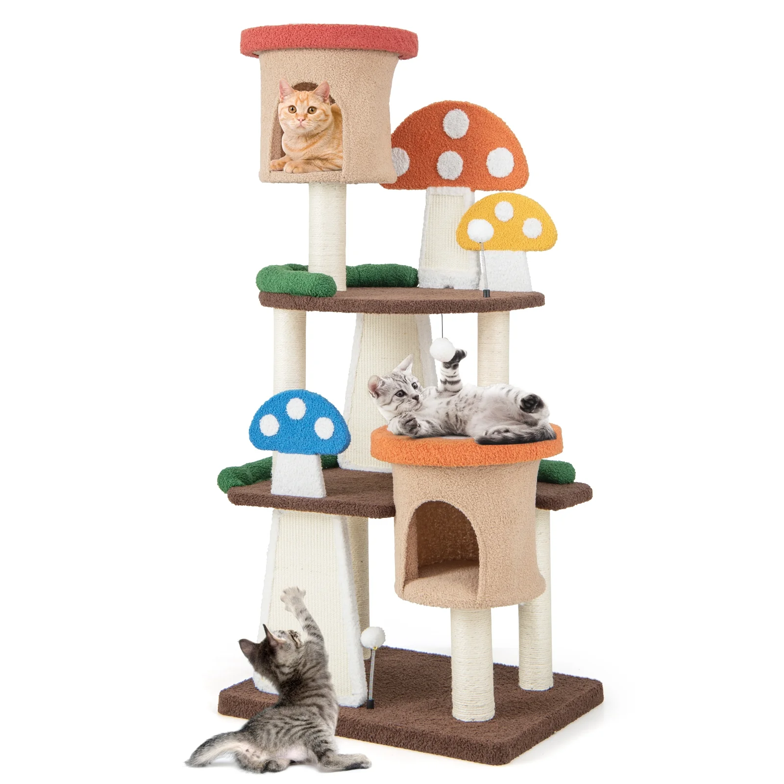 4-In-1 Cat Tree, 2 Condos And Platforms, Multicolor - Image 5