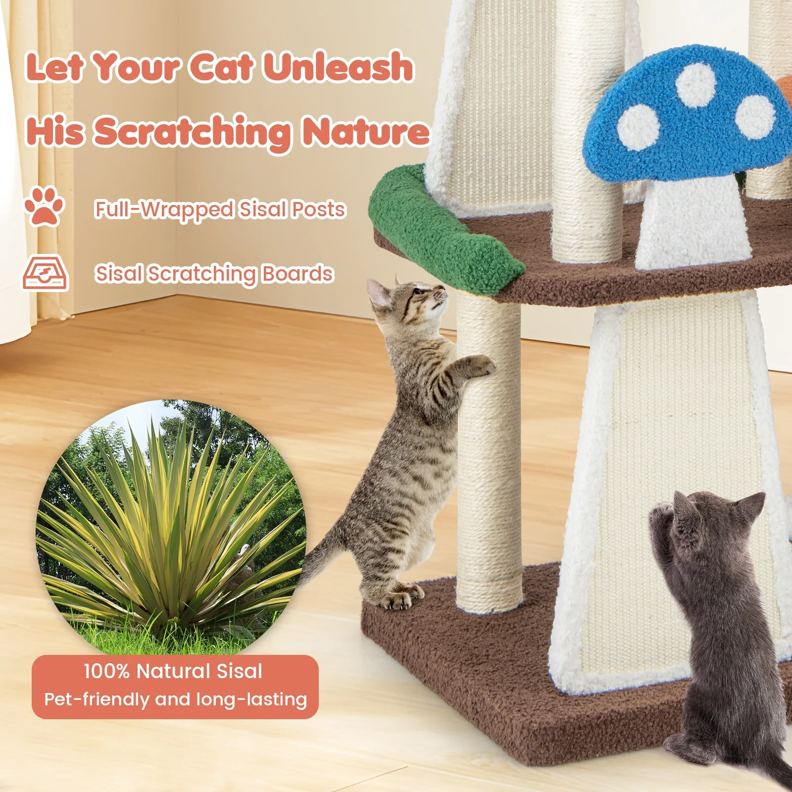 4-In-1 Cat Tree, 2 Condos And Platforms, Multicolor - Image 9