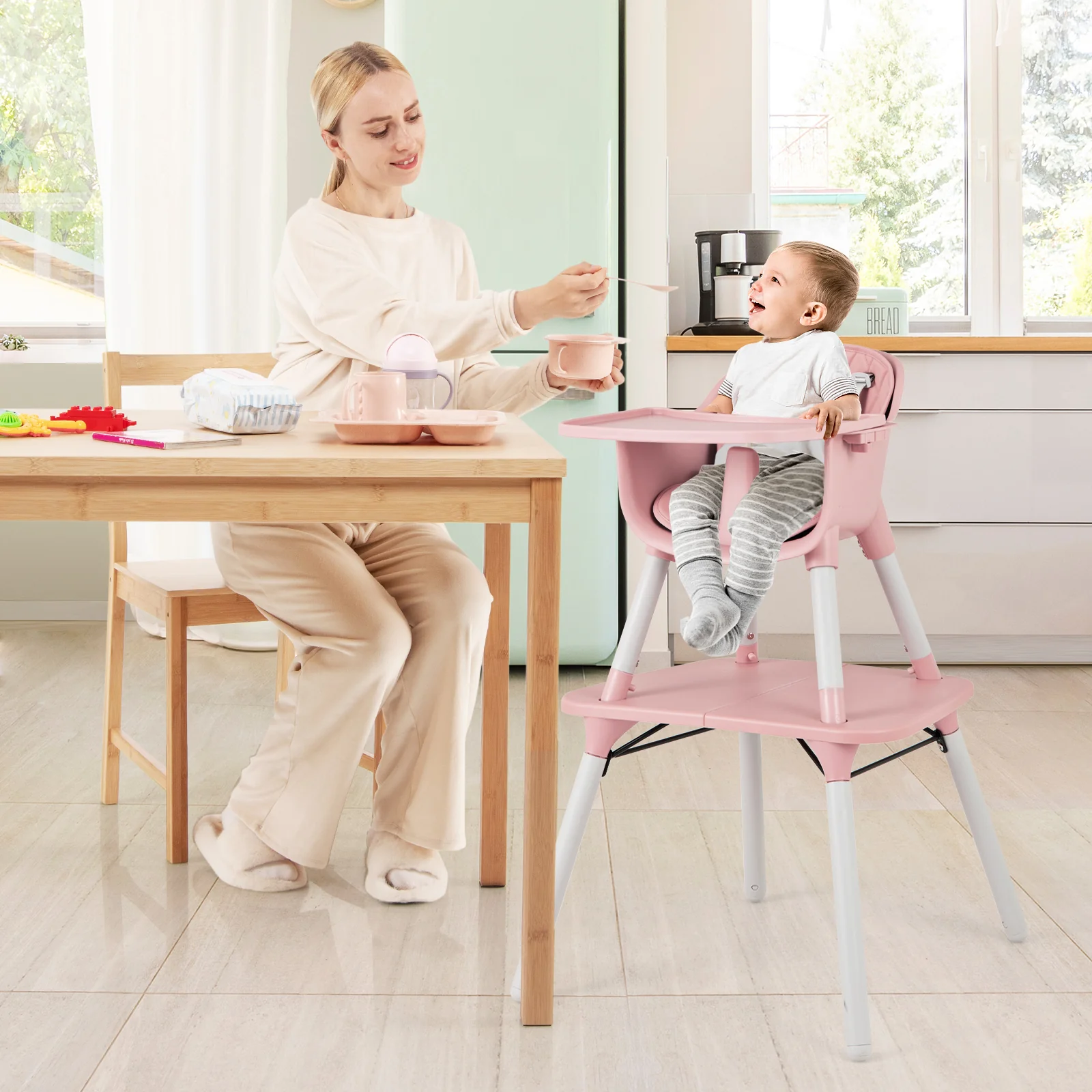 4-in-1 Convertible Toddler Table Chair Set, Pink - Image 3
