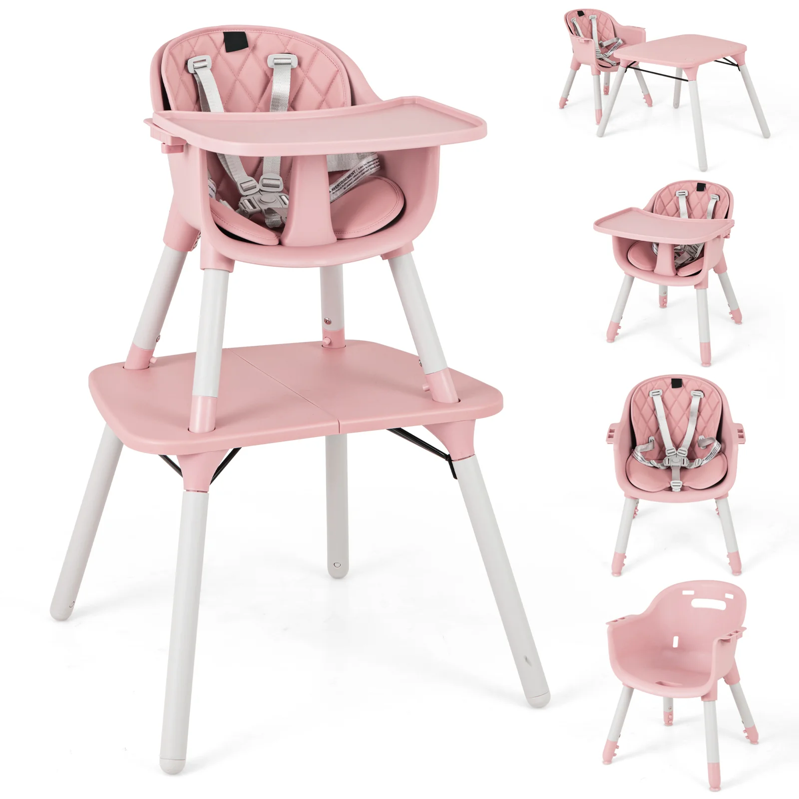 4-in-1 Convertible Toddler Table Chair Set, Pink - Image 5
