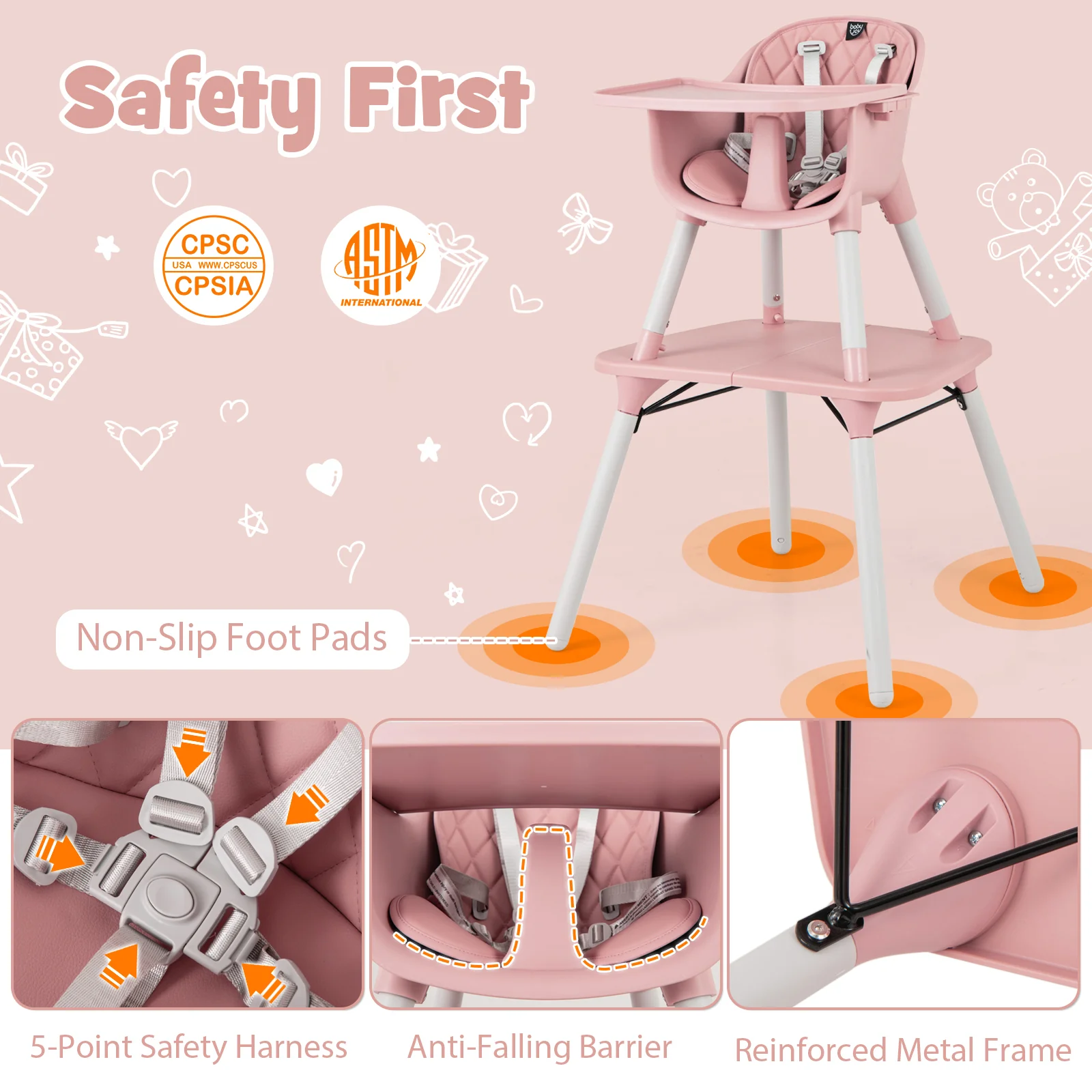 4-in-1 Convertible Toddler Table Chair Set, Pink - Image 7
