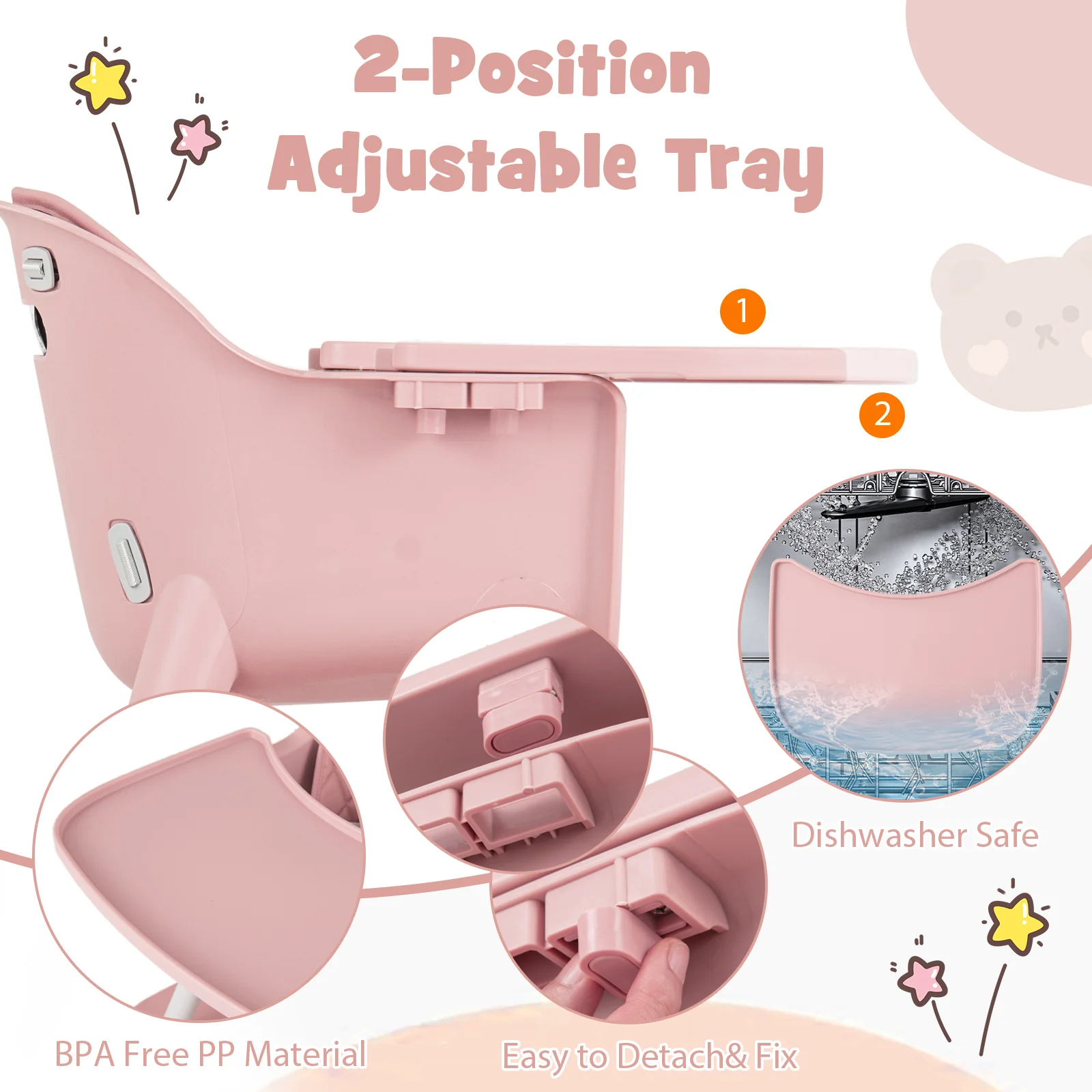 4-in-1 Convertible Toddler Table Chair Set, Pink - Image 8