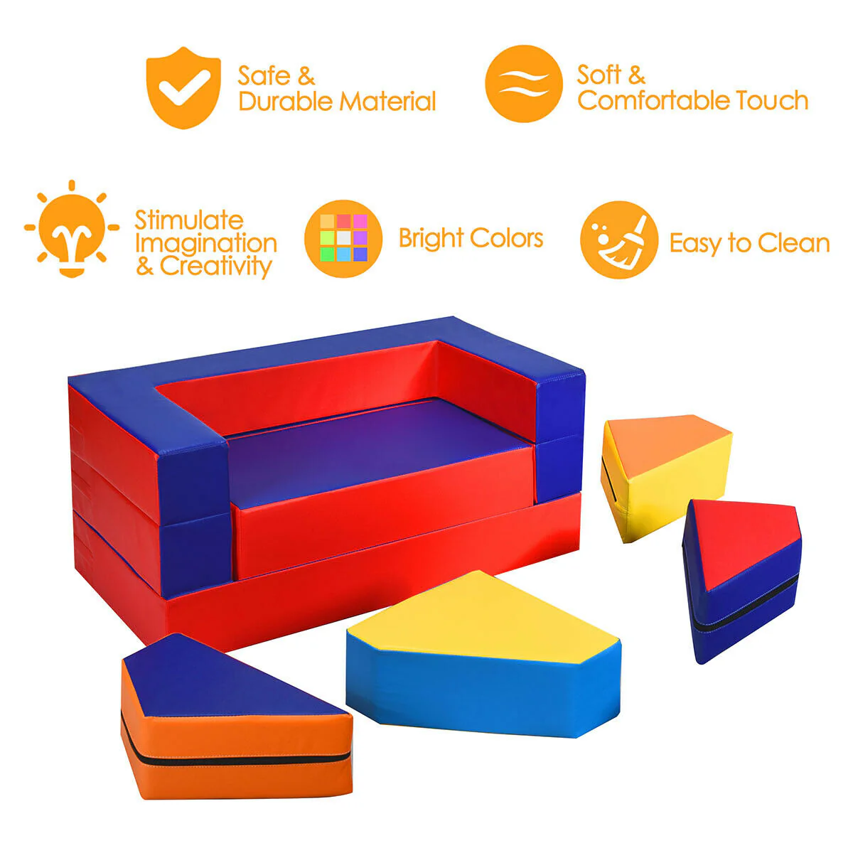 4-in-1 Crawl Climb Foam Shapes, Toddler Kids Play Set, Multicolor - Image 6