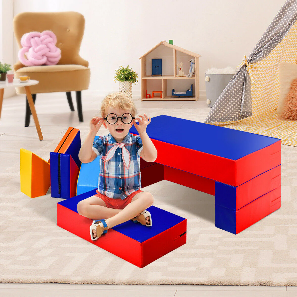4-in-1 Crawl Climb Foam Shapes, Toddler Kids Play Set, Multicolor - Image 7