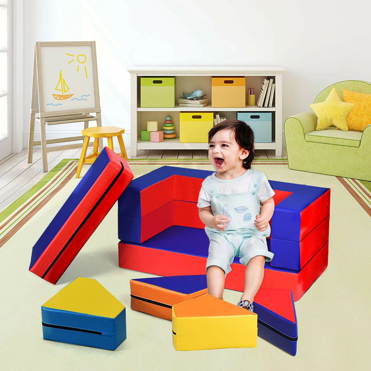 4-in-1 Crawl Climb Foam Shapes, Toddler Kids Play Set, Multicolor - Image 8