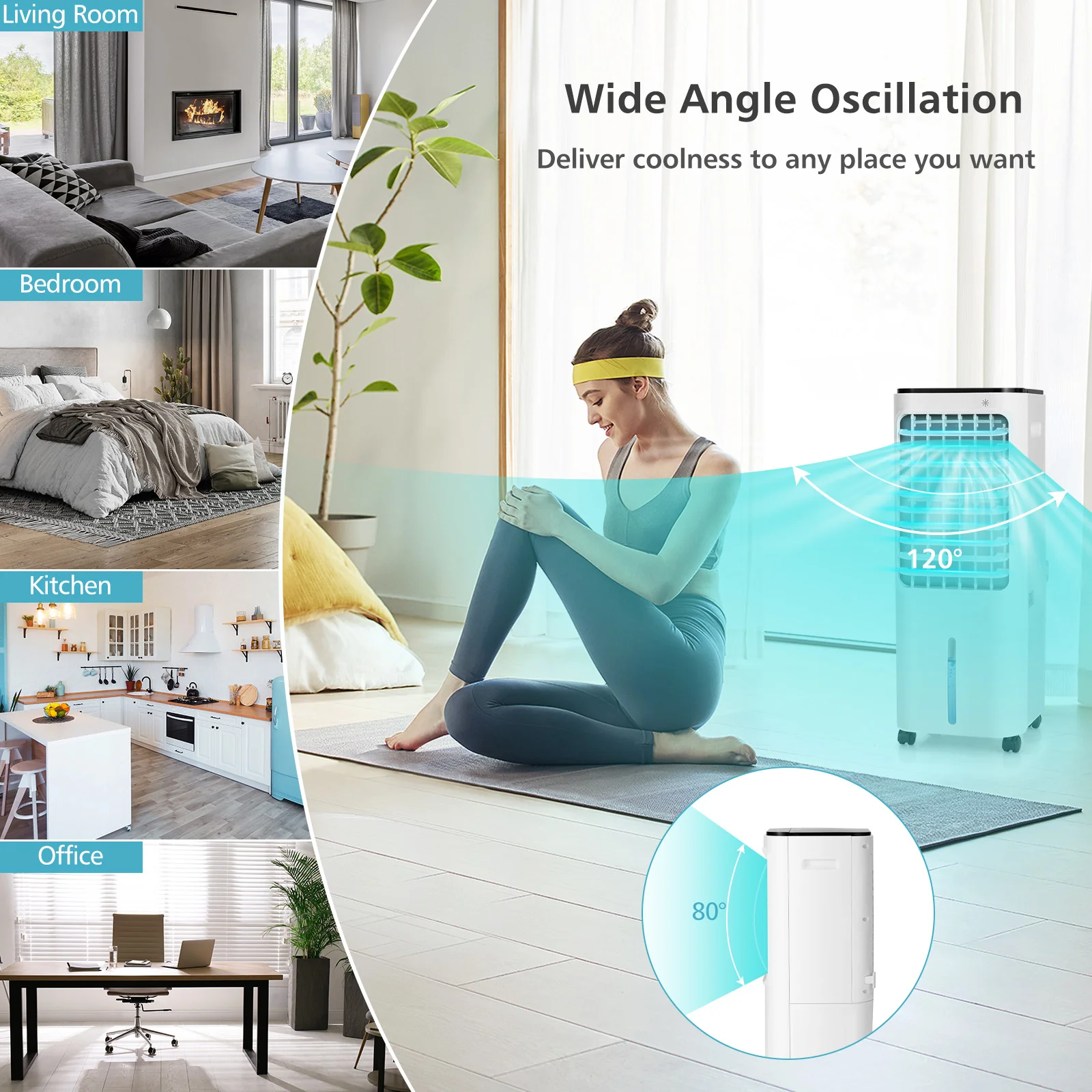 4-In-1 Evaporative Air Cooler, 12L Tank, 4 Ice Boxes, White - Image 4