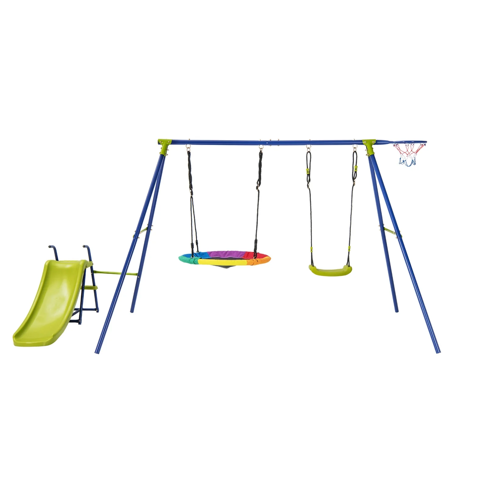 4-In-1 Heavy-Duty Metal Playset With Slide And Basketball Hoop, Multicolor - Image 4