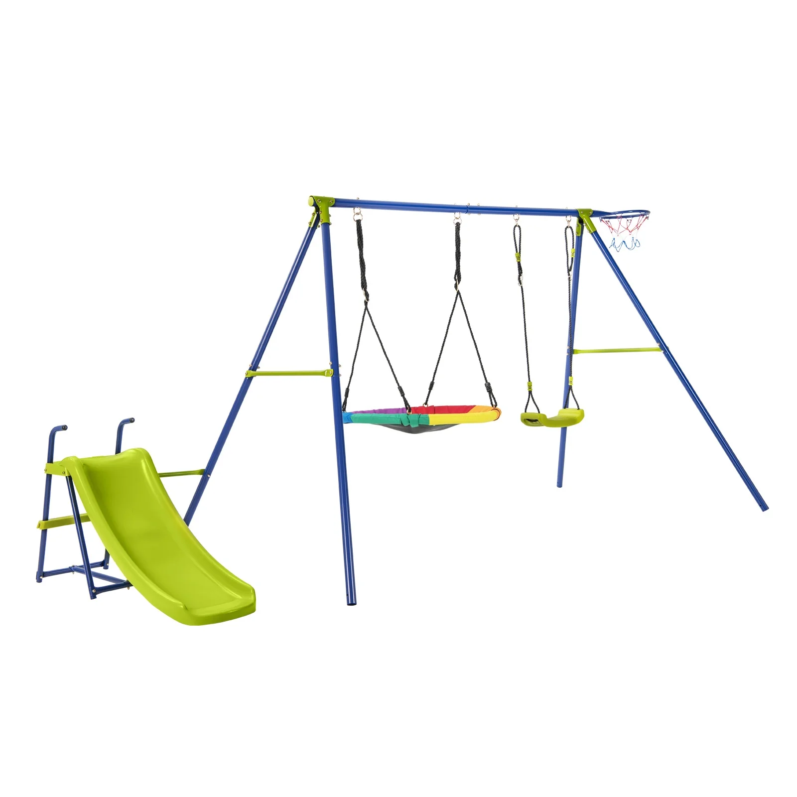 4-In-1 Heavy-Duty Metal Playset With Slide And Basketball Hoop, Multicolor - Image 5