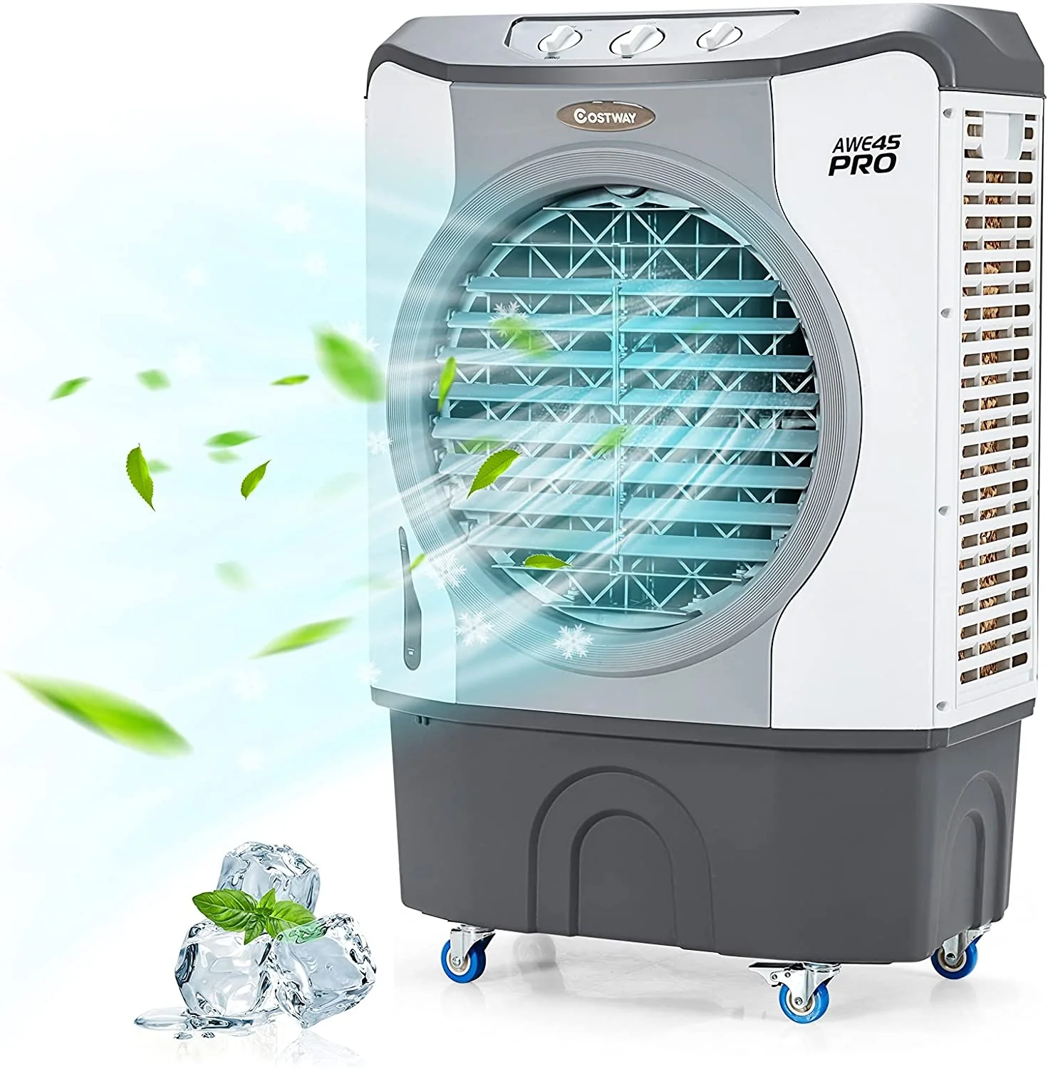 4-In-1 Industrial Evaporative Air Cooler, 12 Gallon Tank, Wheels, Gray - Image 4