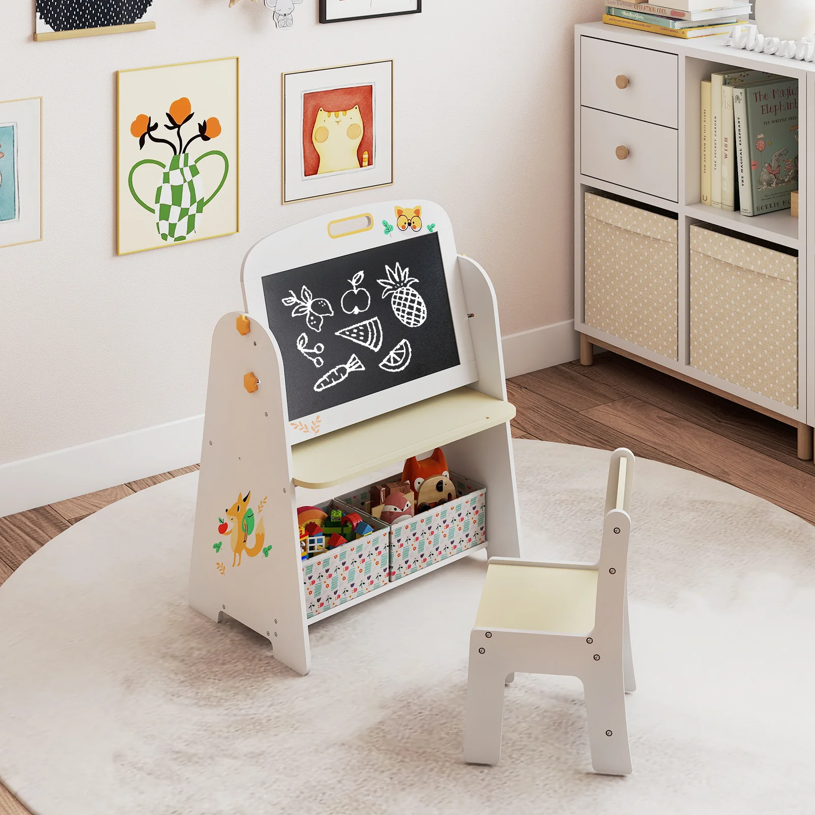 4-in-1 Kids Table And Chair Set, Natural - Image 3