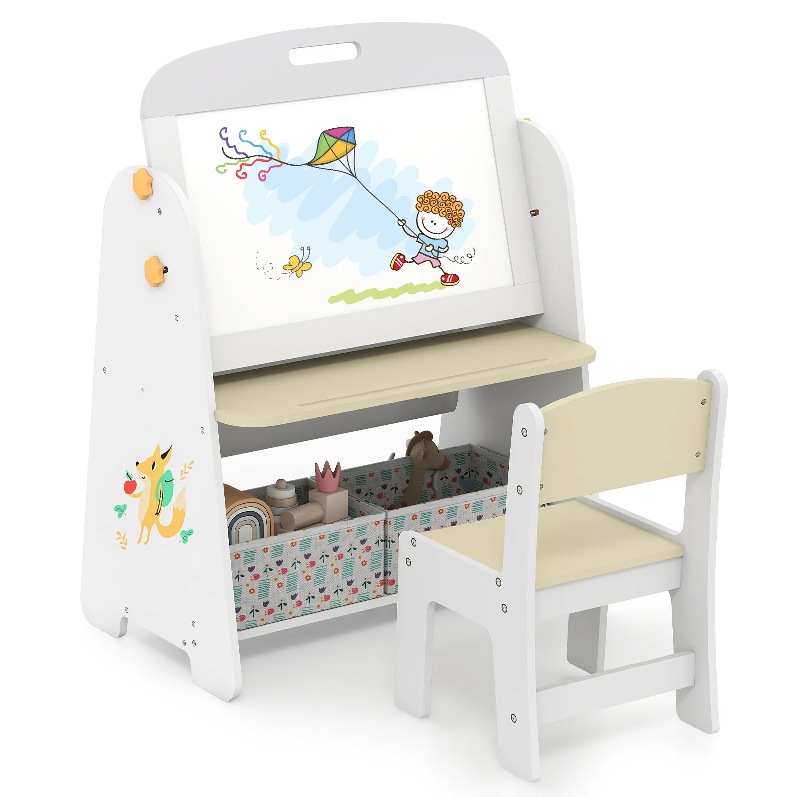4-in-1 Kids Table And Chair Set, Natural - Image 4
