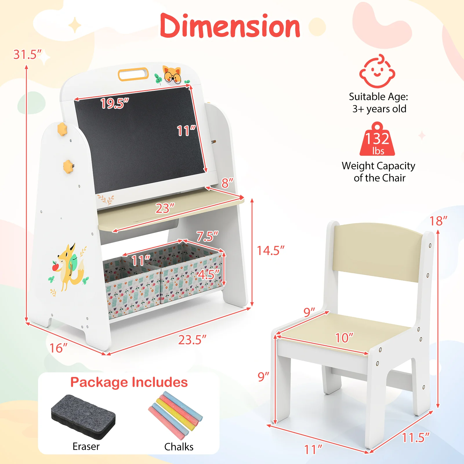 4-in-1 Kids Table And Chair Set, Natural - Image 6