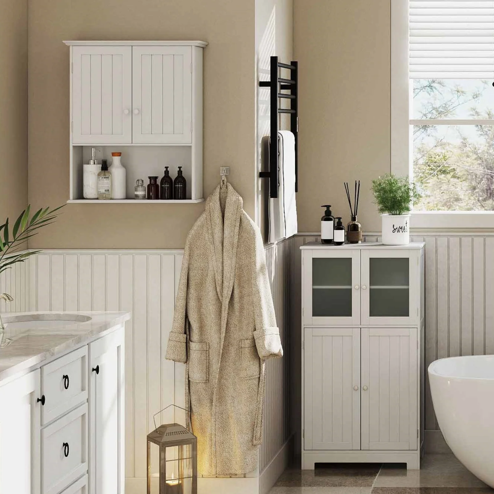 4-in-1 Laundry Storage Set, Cabinets and Rack Bundle - Image 2