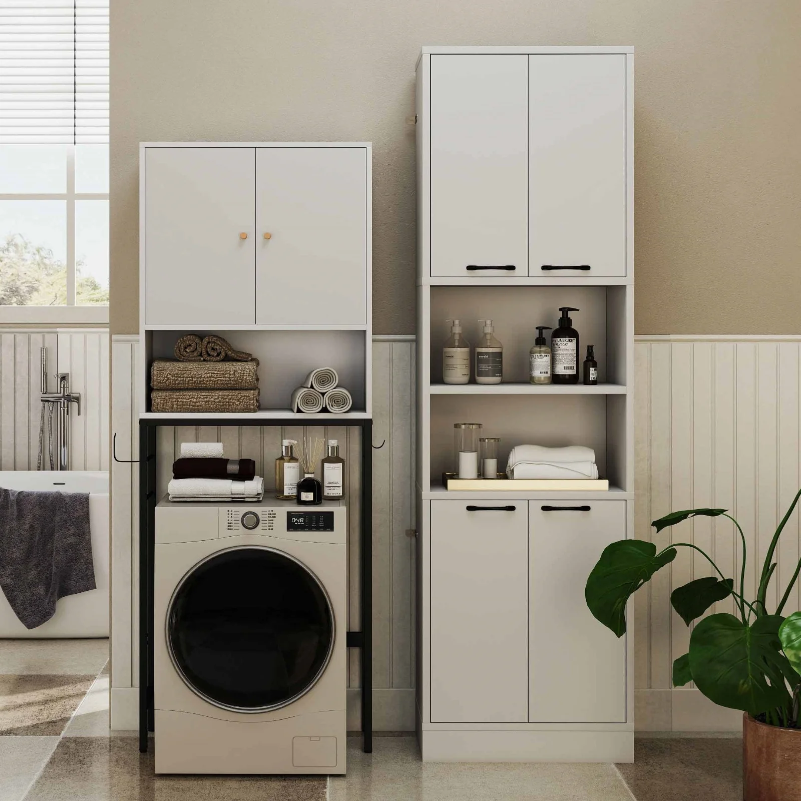 4-in-1 Laundry Storage Set, Cabinets and Rack Bundle - Image 4