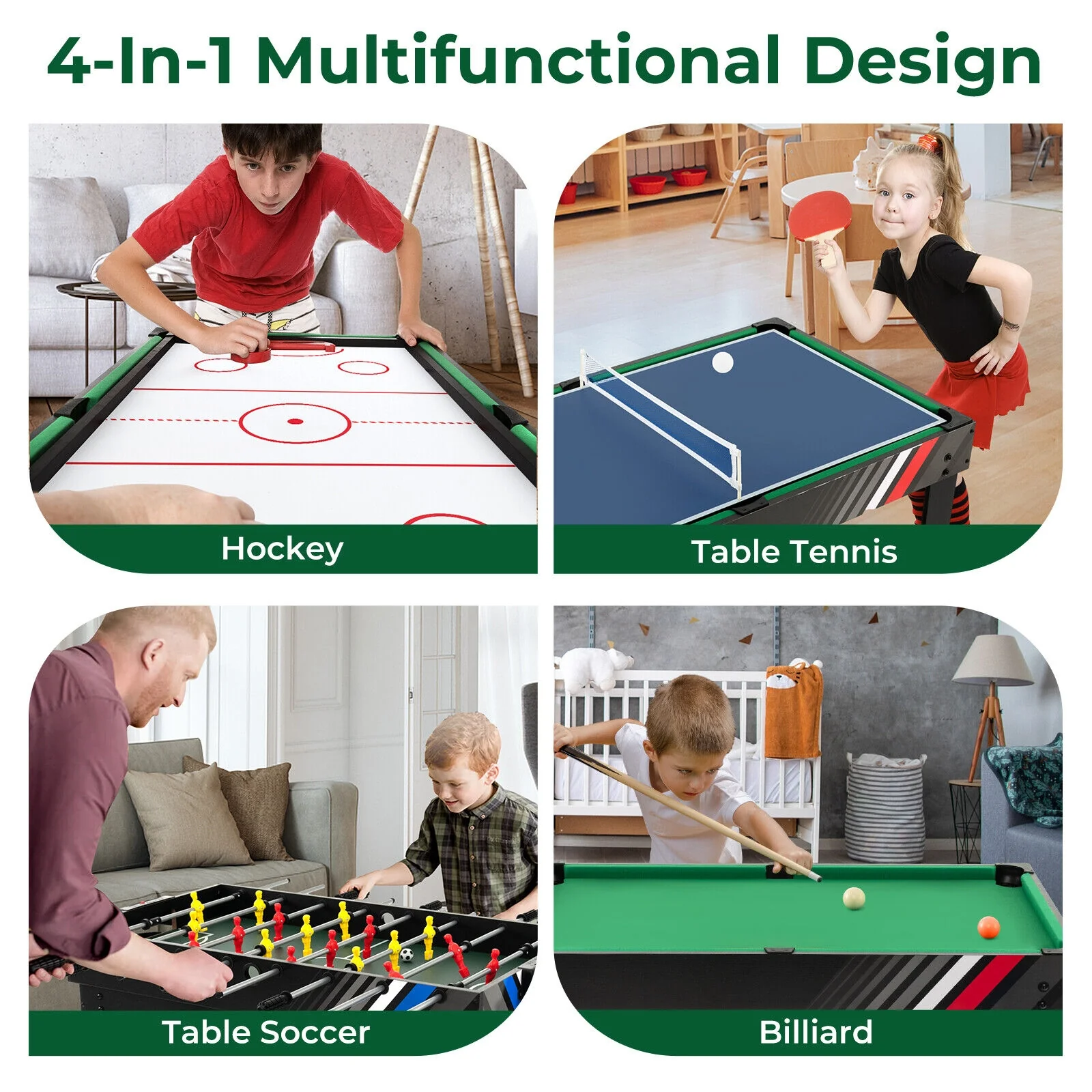 4-In-1 Multi Game Table With Pool Billiards - Image 3