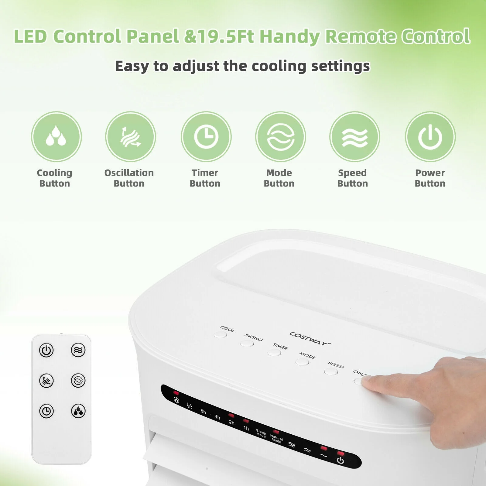 4-In-1 Portable Evaporative Air Cooler, Timer, 3 Modes, White - Image 6