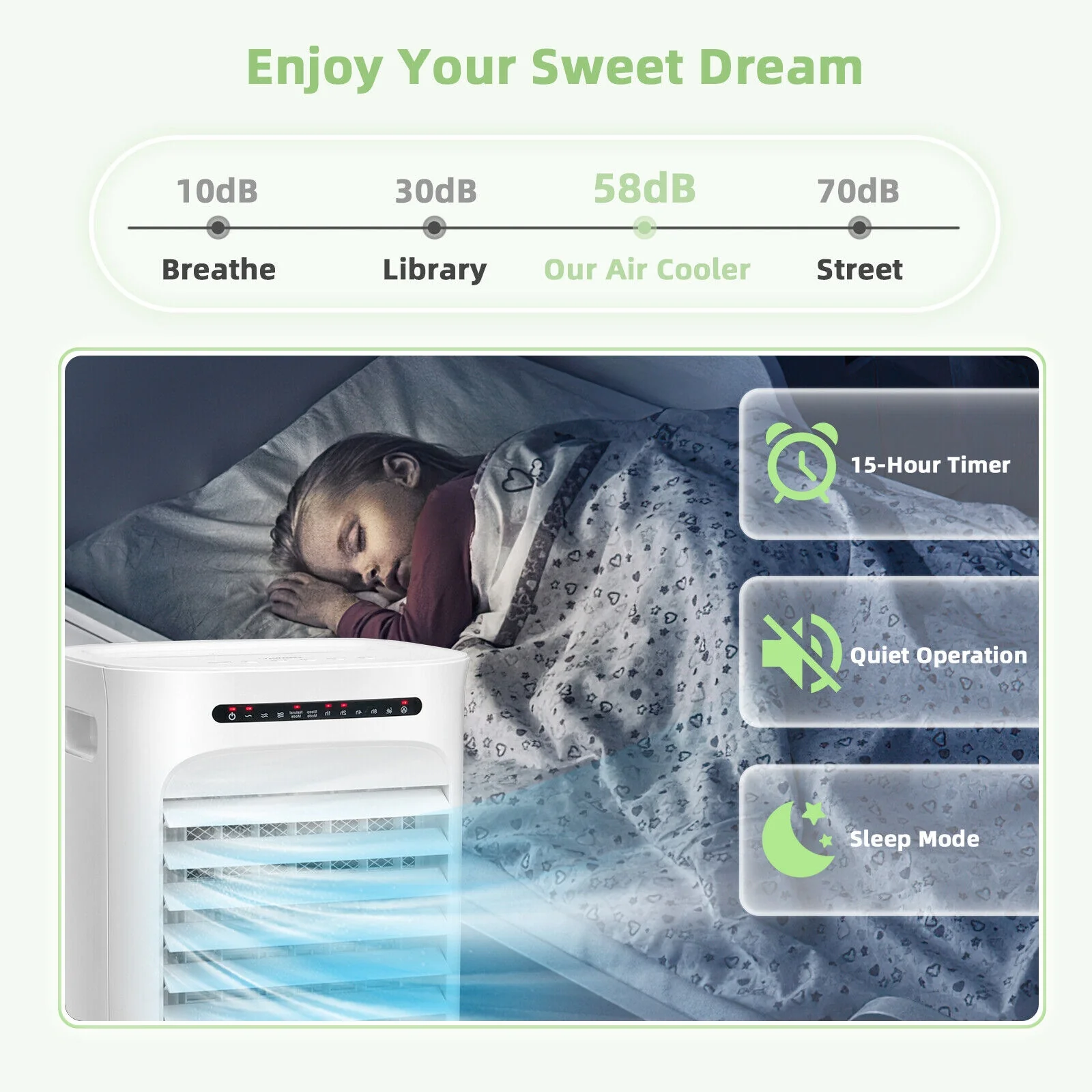 4-In-1 Portable Evaporative Air Cooler, Timer, 3 Modes, White - Image 9