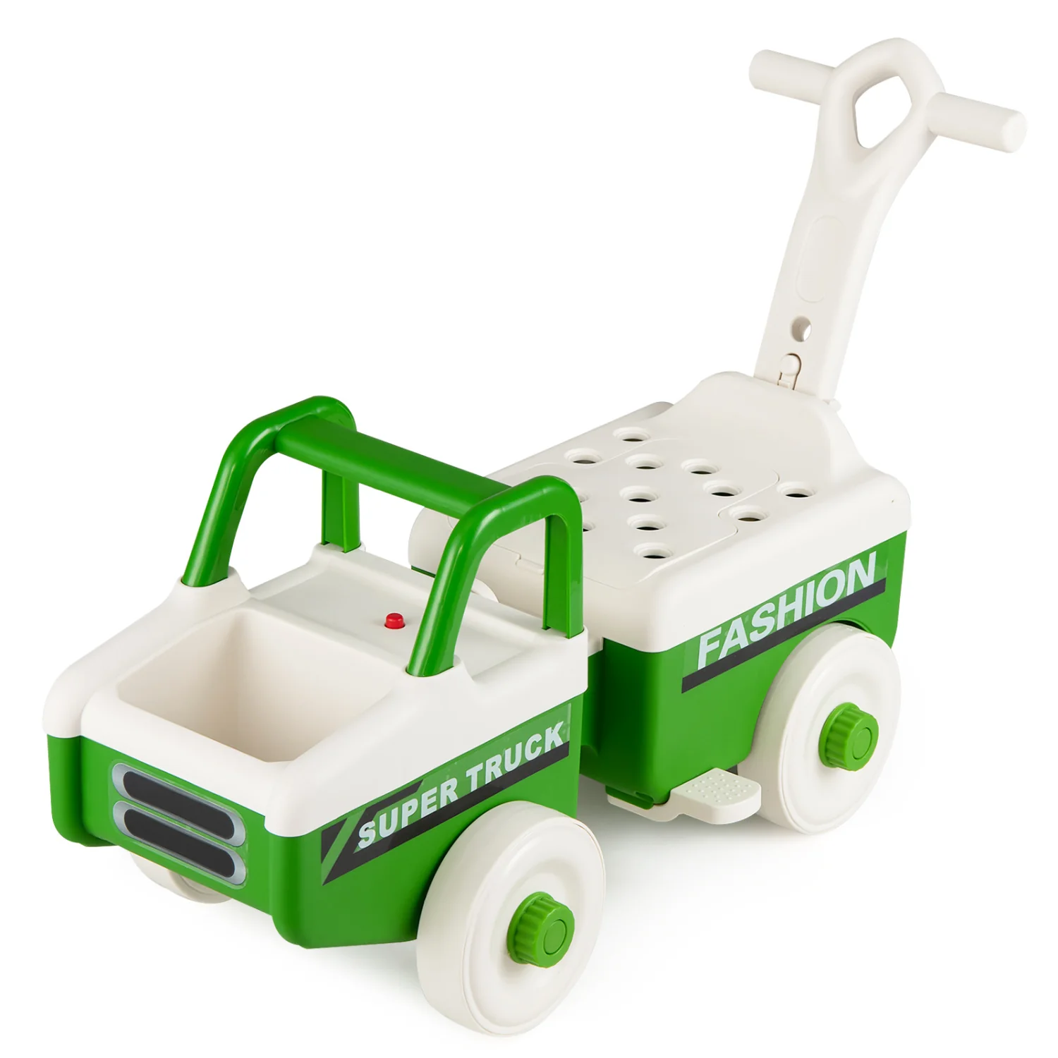 4 in 1 Ride on Push Car with Music and Under-Seat Storage for Boys Girls, Green - Image 3