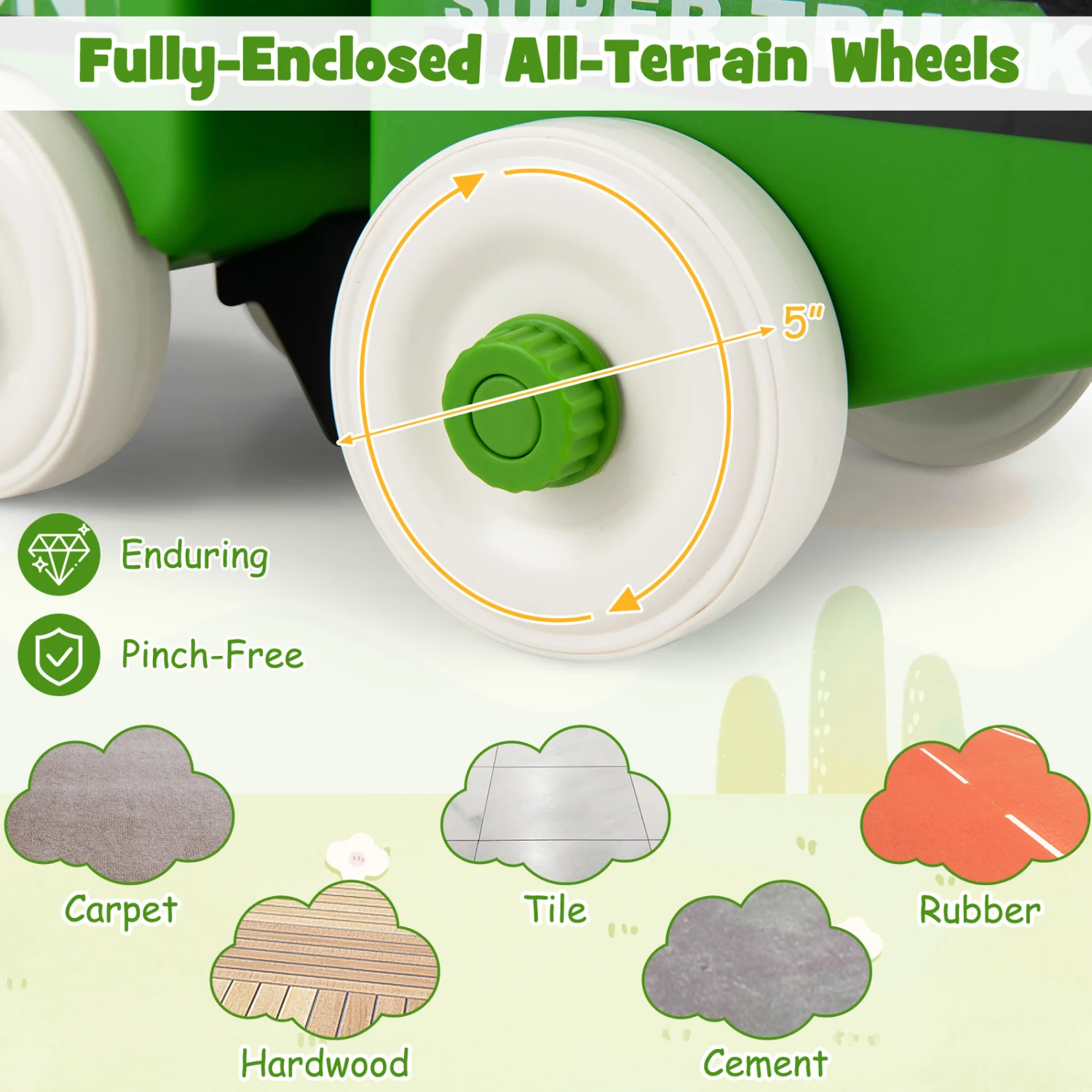 4 in 1 Ride on Push Car with Music and Under-Seat Storage for Boys Girls, Green - Image 7