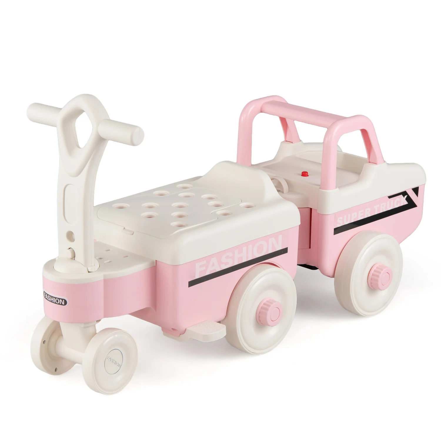4 in 1 Ride on Push Car with Music and Under-Seat Storage for Boys Girls, Pink - Image 2