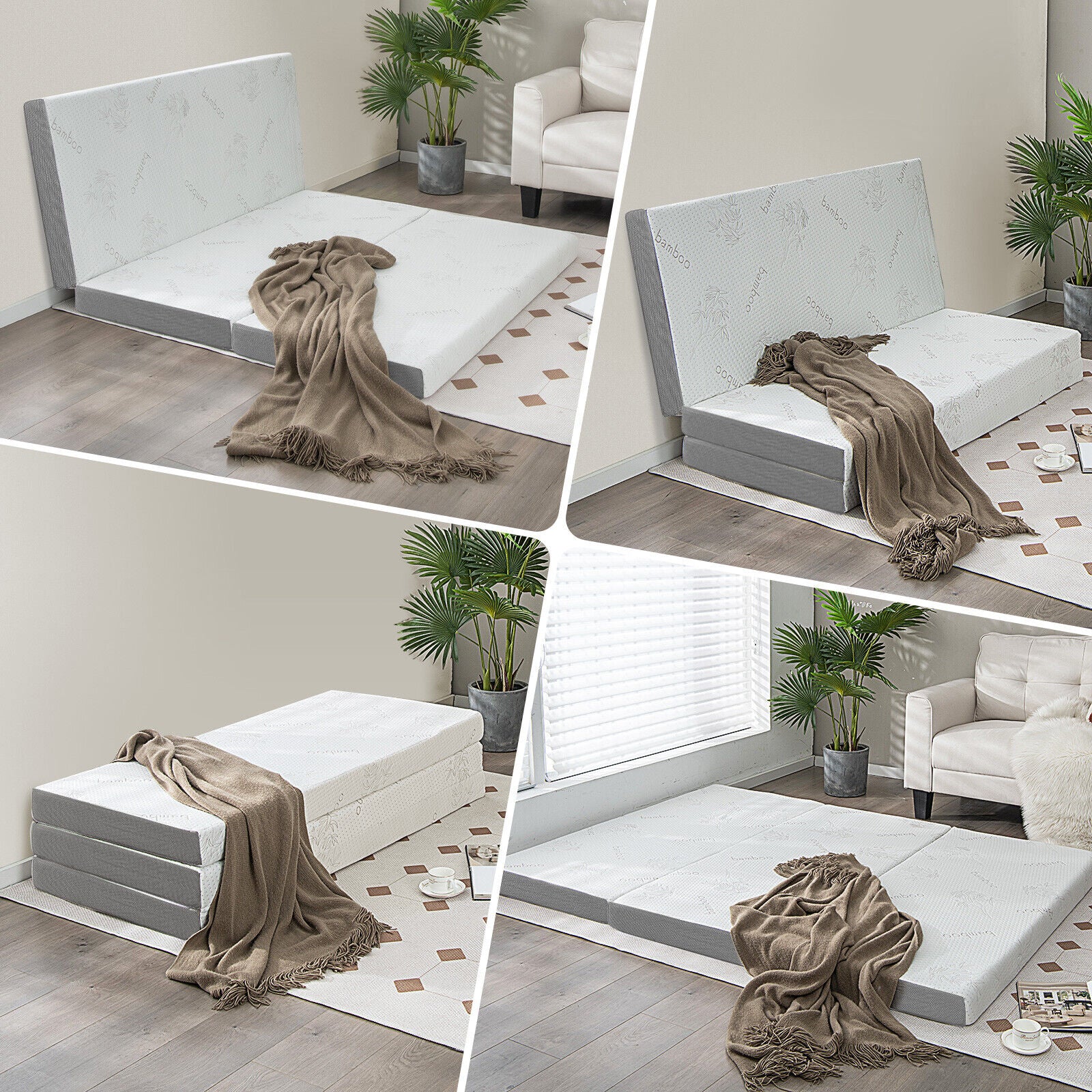 4 Inch Tri-Fold Cooling Gel Memory Foam Mattress, Queen Size - Image 10