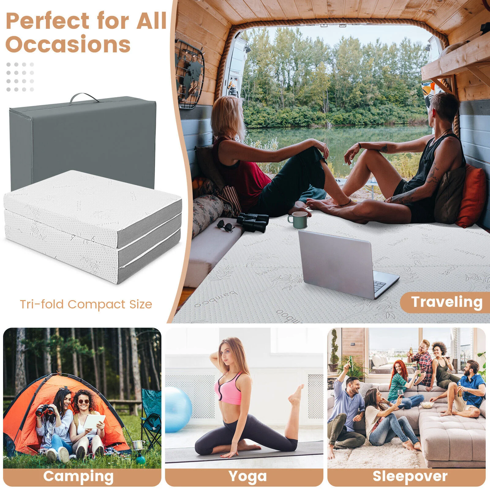 4 Inch Tri-Fold Cooling Gel Memory Foam Mattress, Twin XL - Image 10