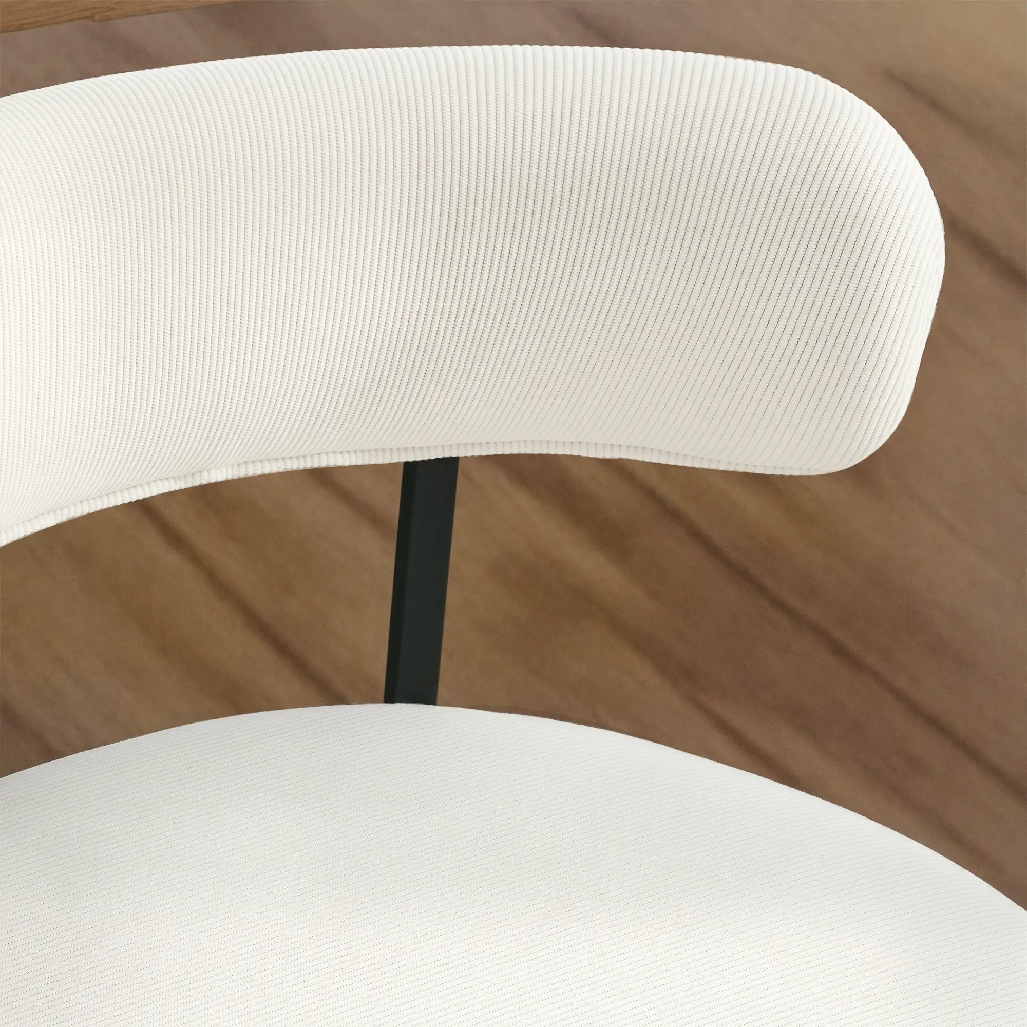 4 Kitchen Chairs, Modern Dining, Corduroy Upholstery, Steel Legs, Beige - Image 10