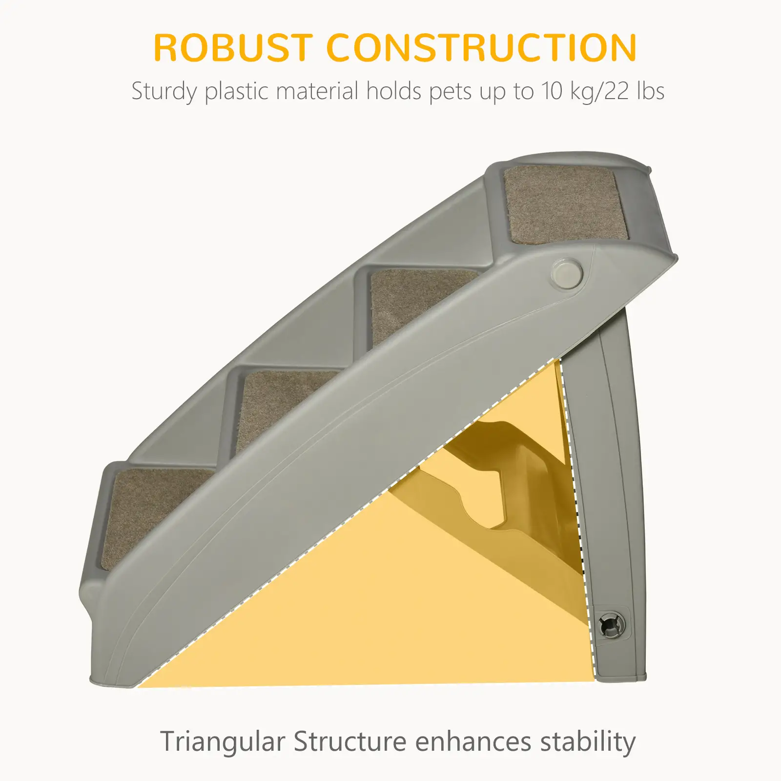 4-Level Portable Dog Stairs, Foldable Steps for Small Dogs, Lightweight, Grey - Image 6