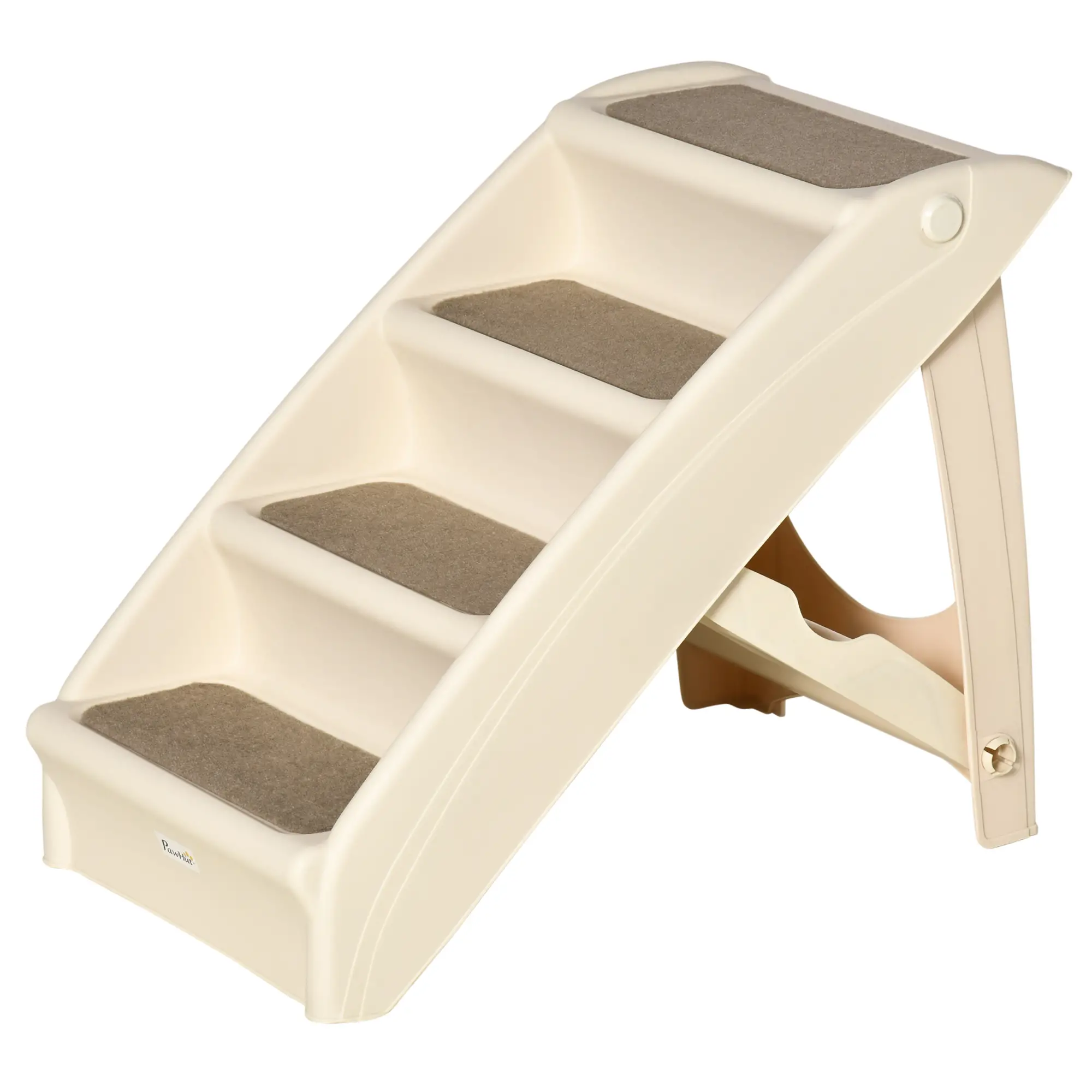 4-Level Portable Dog Stairs, Foldable Steps for Small Dogs, Lightweight, Nonslip Mats, Beige - Image 11