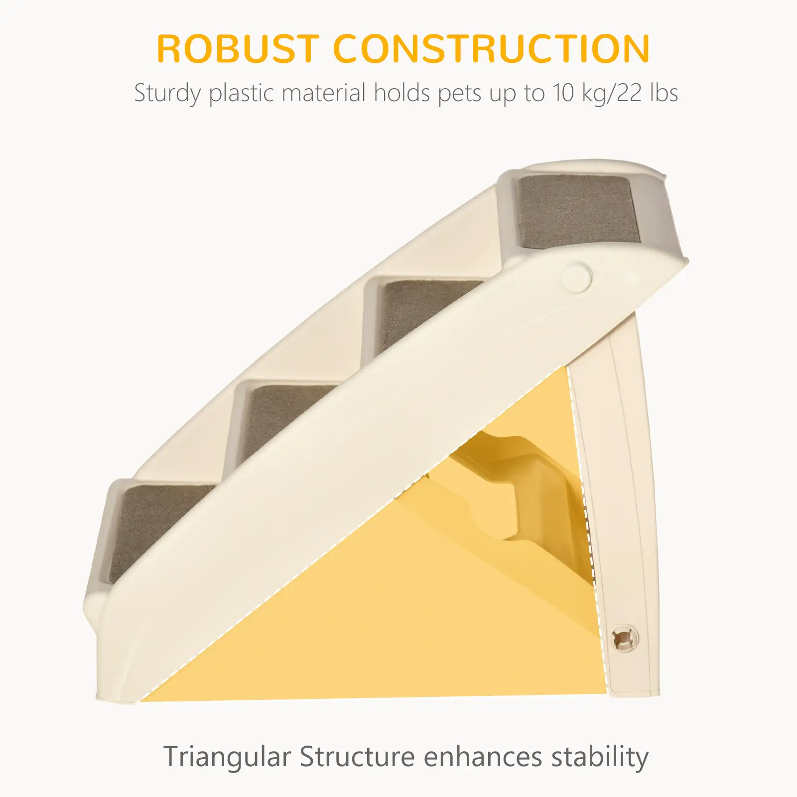 4-Level Portable Dog Stairs, Foldable Steps for Small Dogs, Lightweight, Nonslip Mats, Beige - Image 6