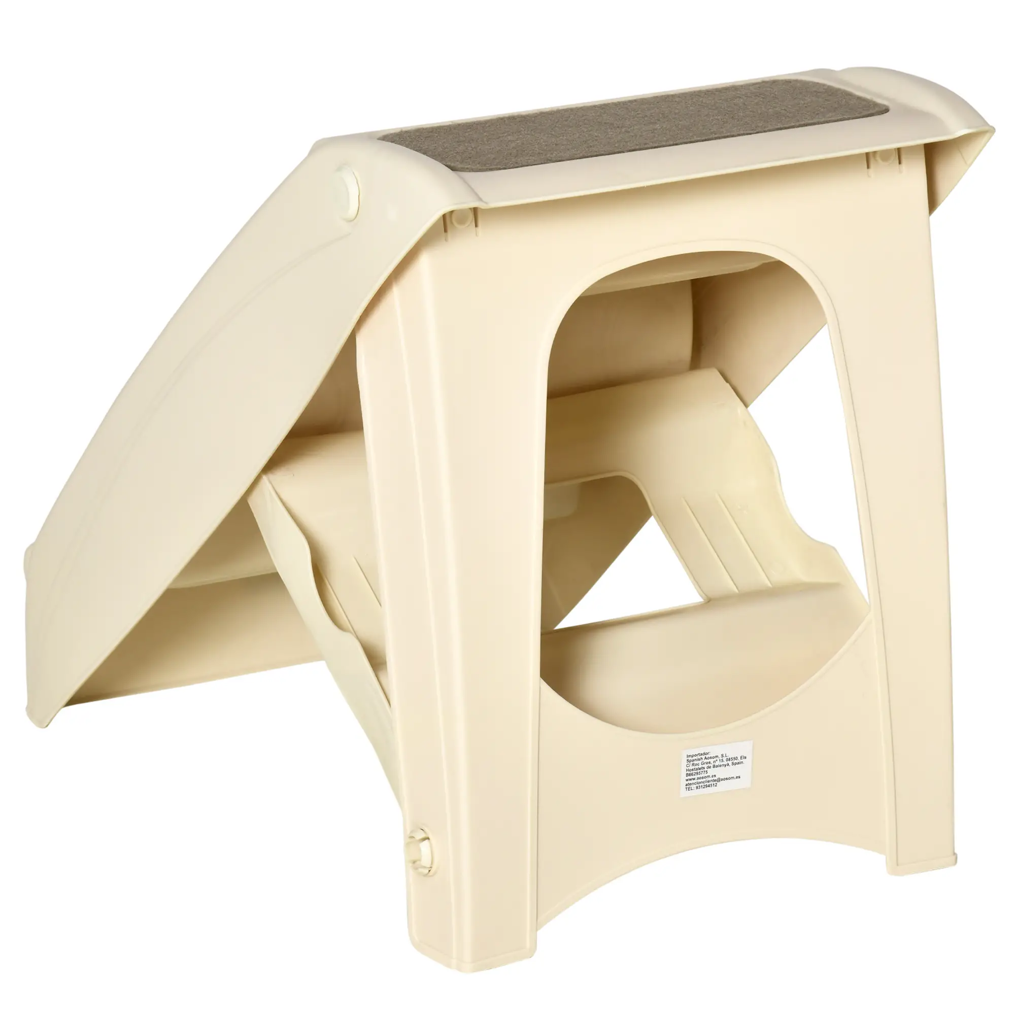 4-Level Portable Dog Stairs, Foldable Steps for Small Dogs, Lightweight, Nonslip Mats, Beige - Image 9