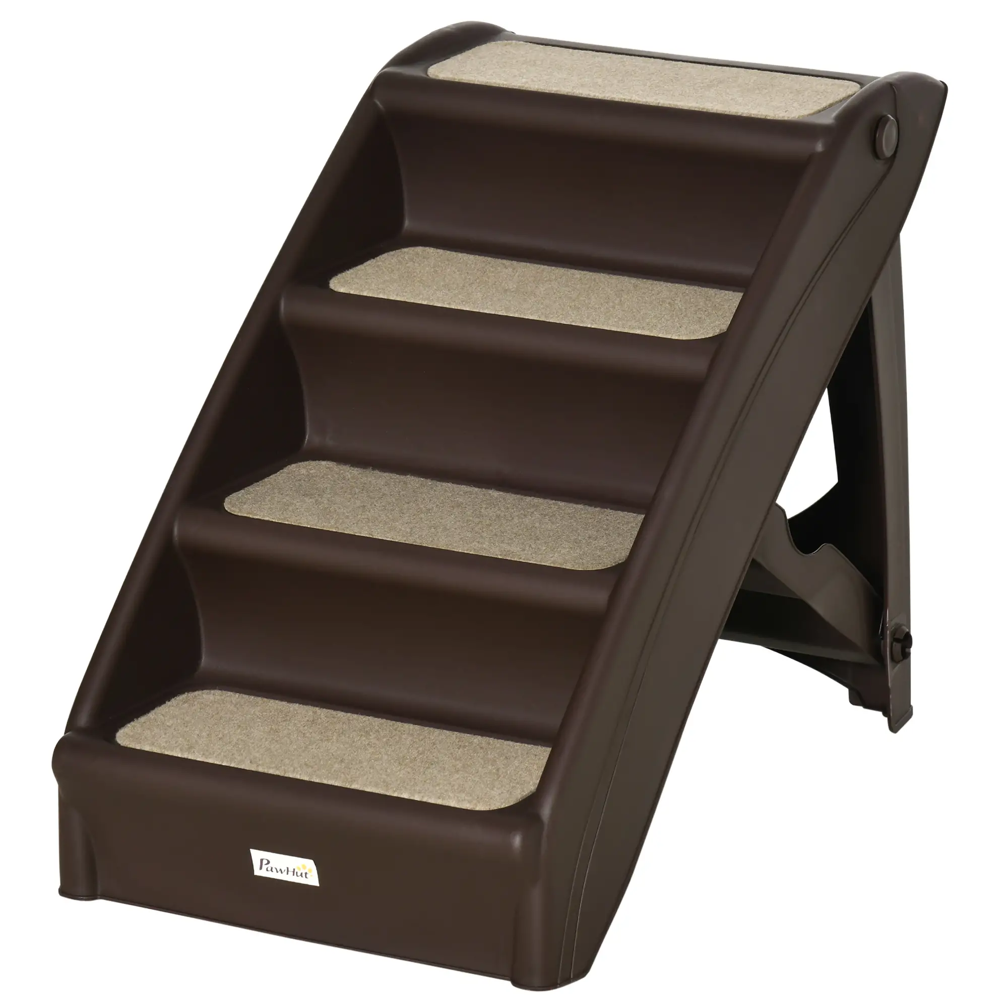 4-Level Portable Pet Stairs, Foldable Dog Ramp, Lightweight Cat Steps, Nonslip Mats, Dark Brown - Image 11