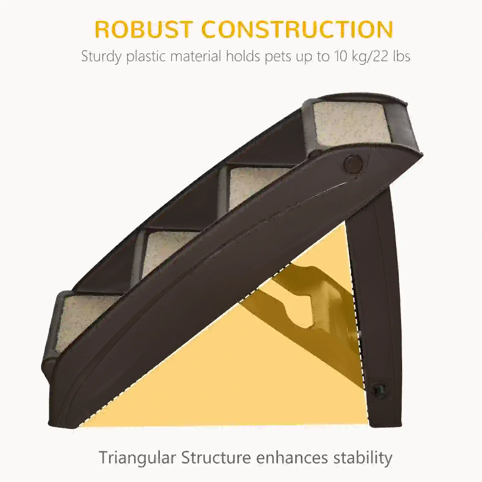 4-Level Portable Pet Stairs, Foldable Dog Ramp, Lightweight Cat Steps, Nonslip Mats, Dark Brown - Image 6