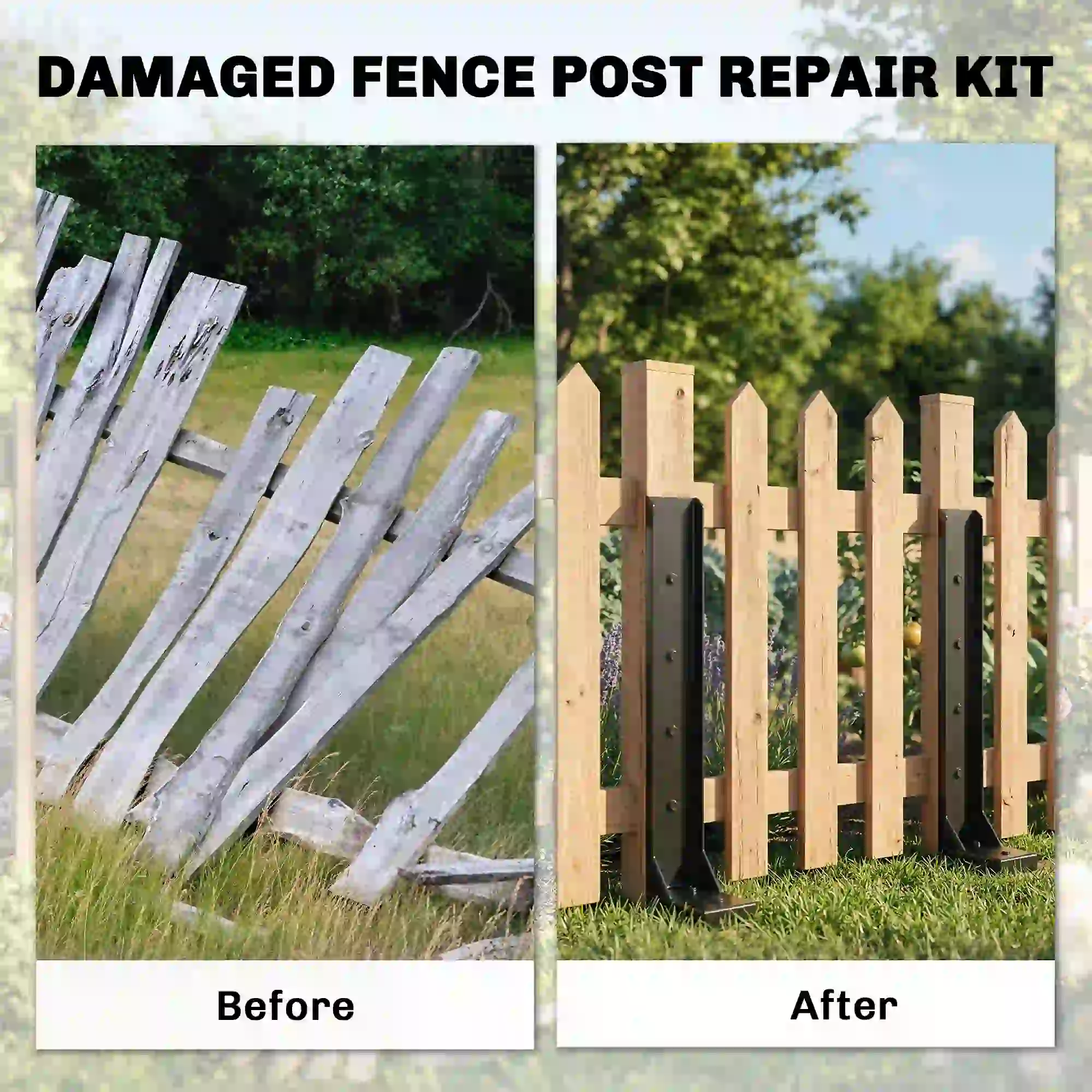 4 Pack 32" Steel Fence Post Repair Kit, Drill For Wooden Fences - Image 4