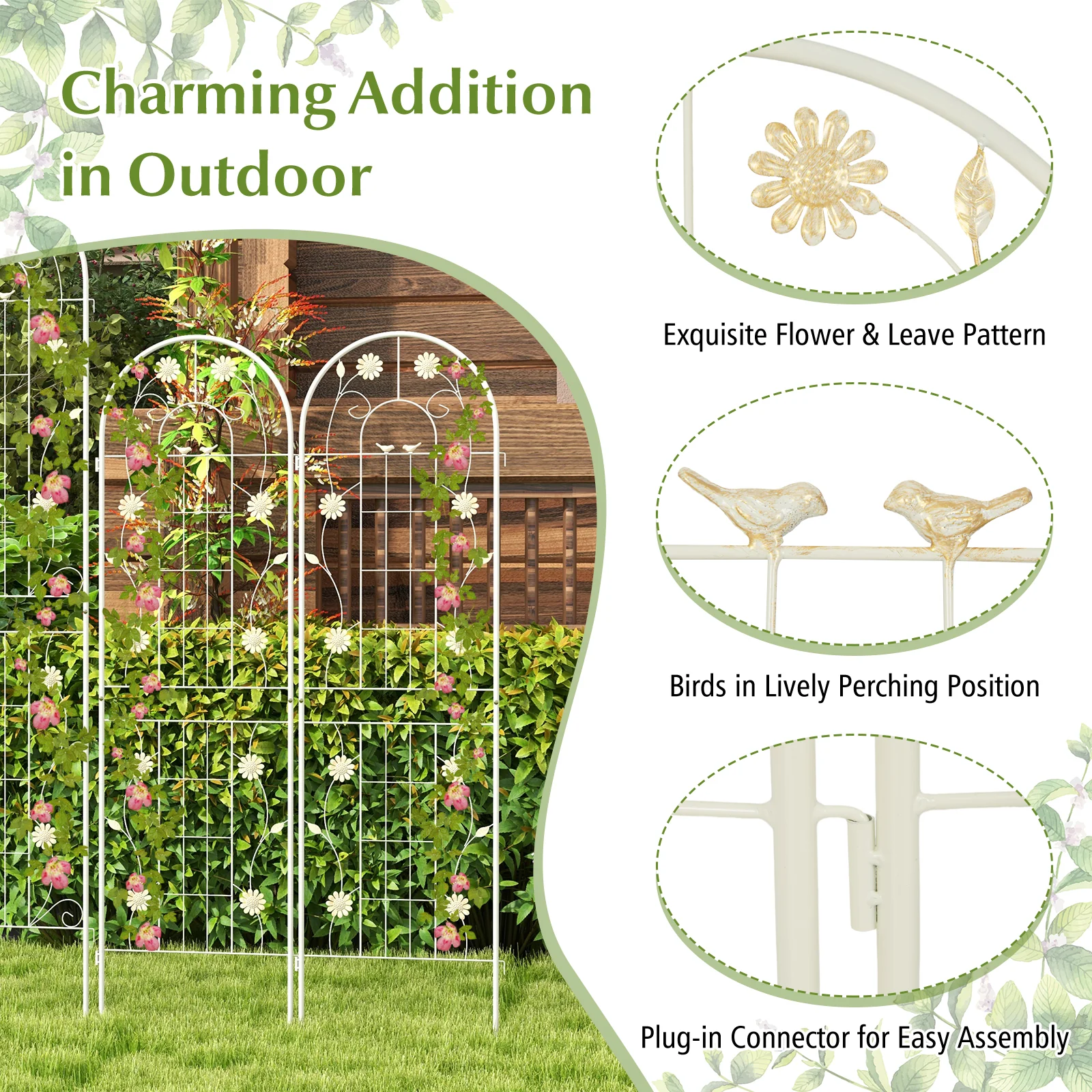 4 Pack 71 x 20 Inches Metal Garden Trellis, White - Image 10