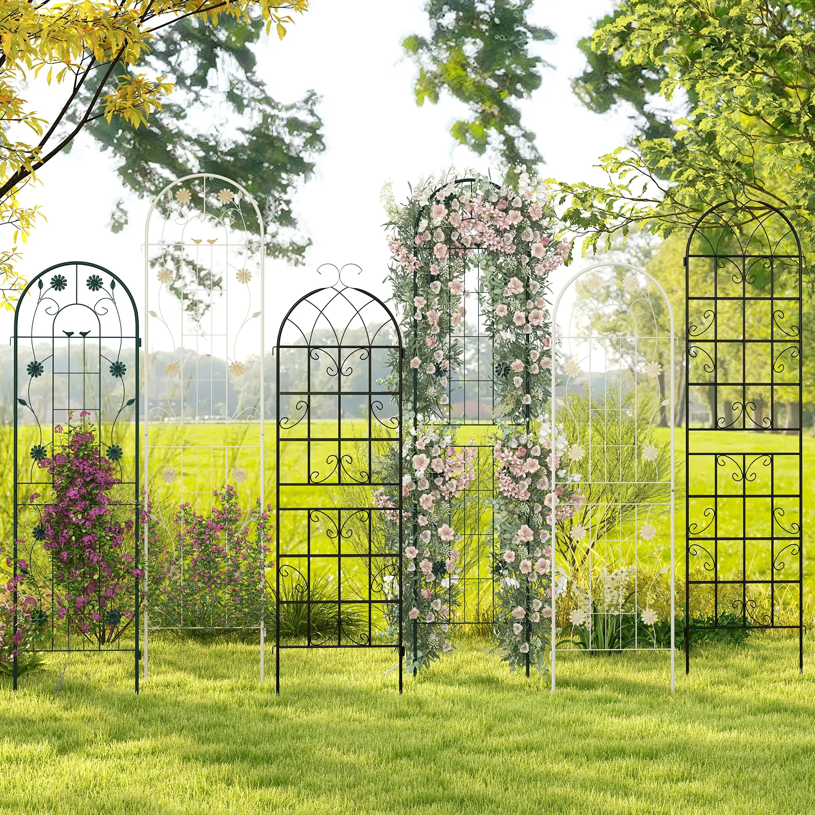 4 Pack 71 x 20 Inches Metal Garden Trellis, White - Image 2