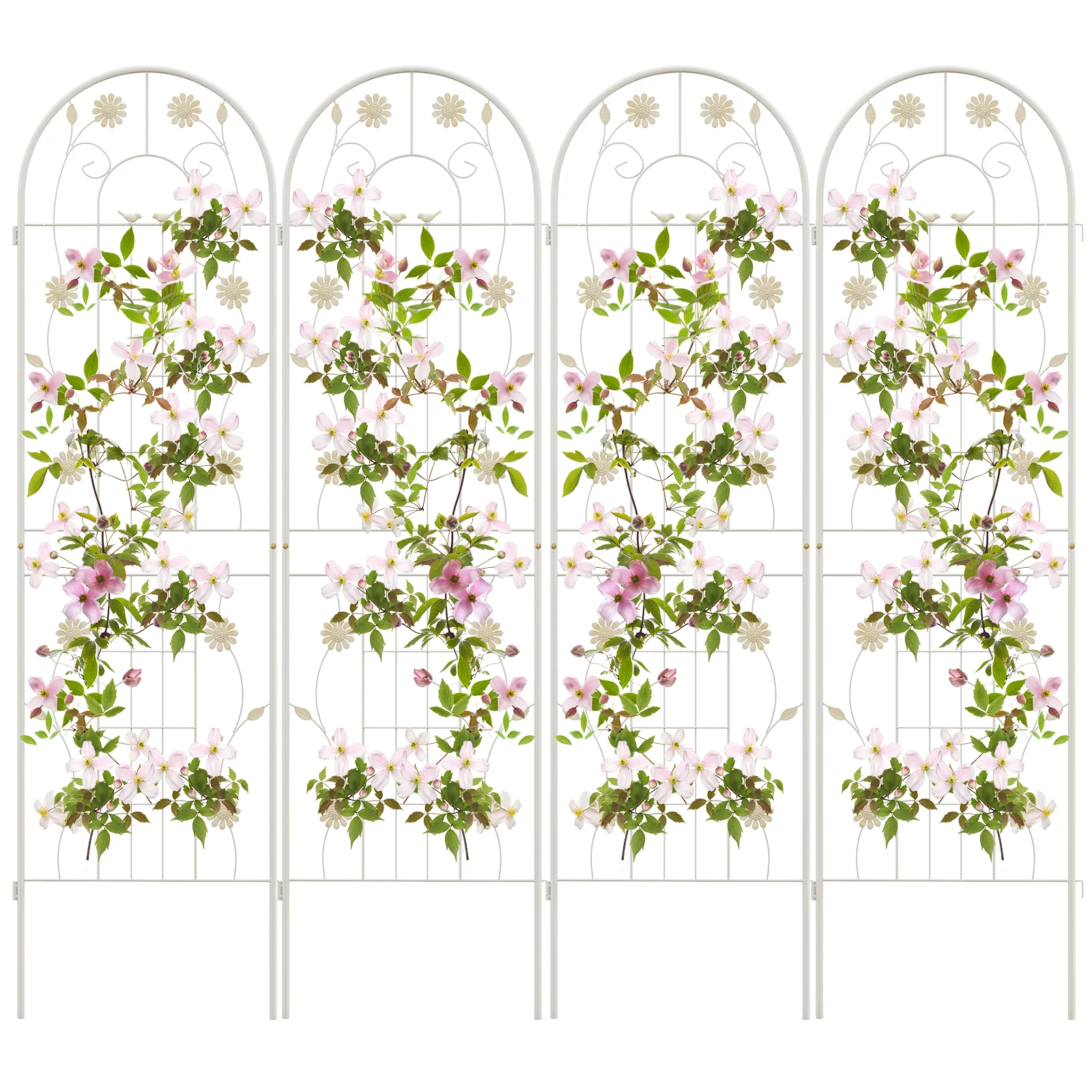 4 Pack 71 x 20 Inches Metal Garden Trellis, White - Image 4