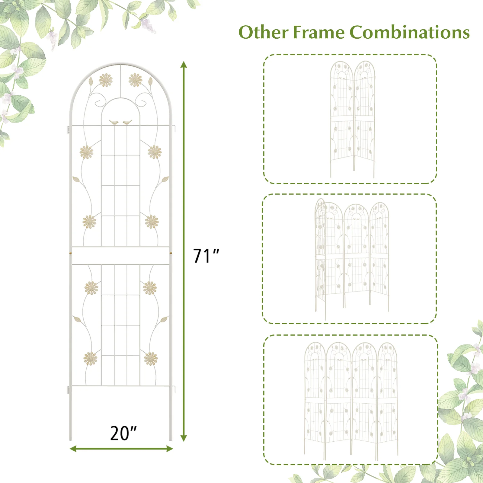 4 Pack 71 x 20 Inches Metal Garden Trellis, White - Image 5