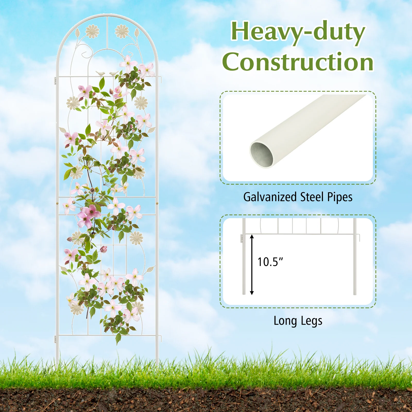 4 Pack 71 x 20 Inches Metal Garden Trellis, White - Image 8