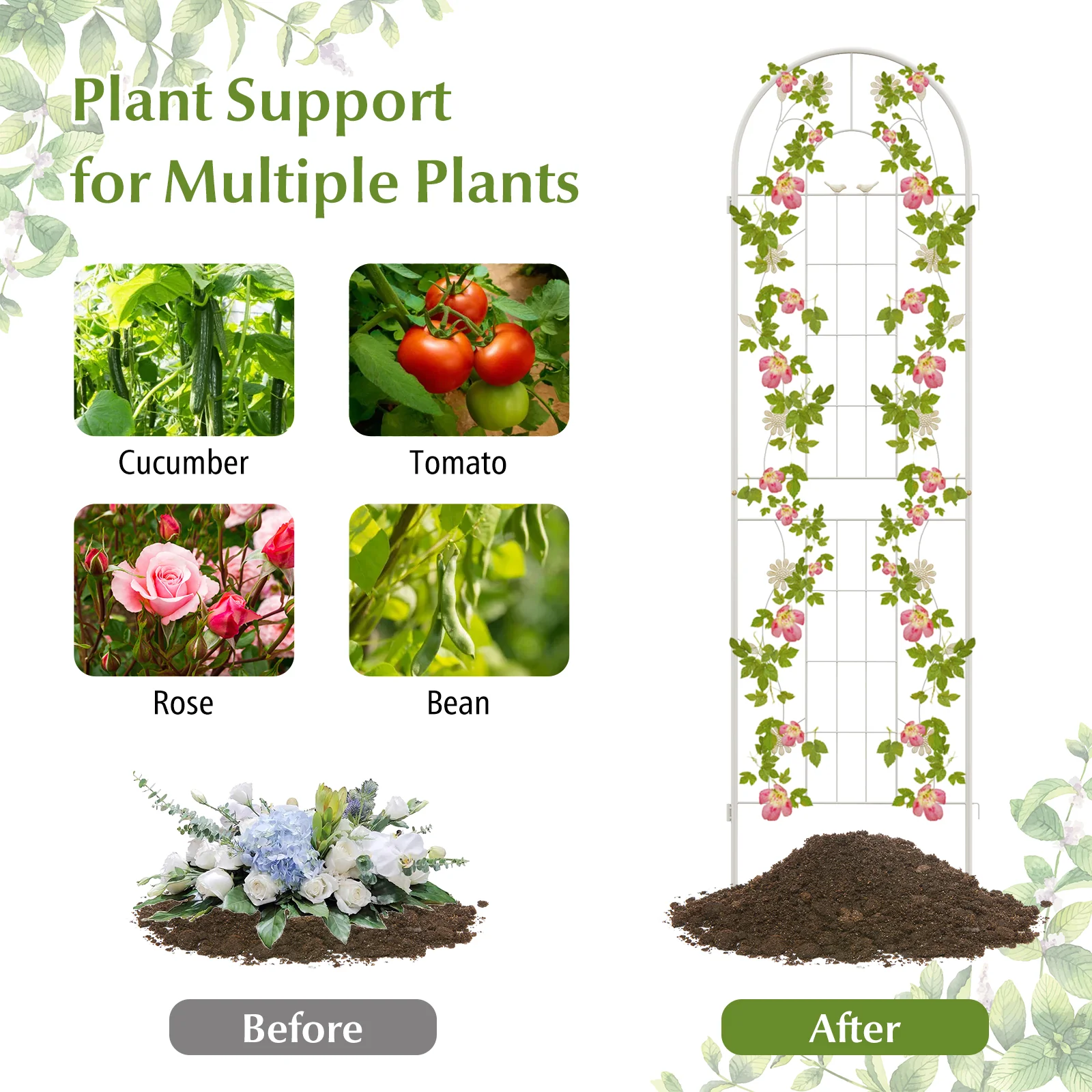 4 Pack 71 x 20 Inches Metal Garden Trellis, White - Image 9