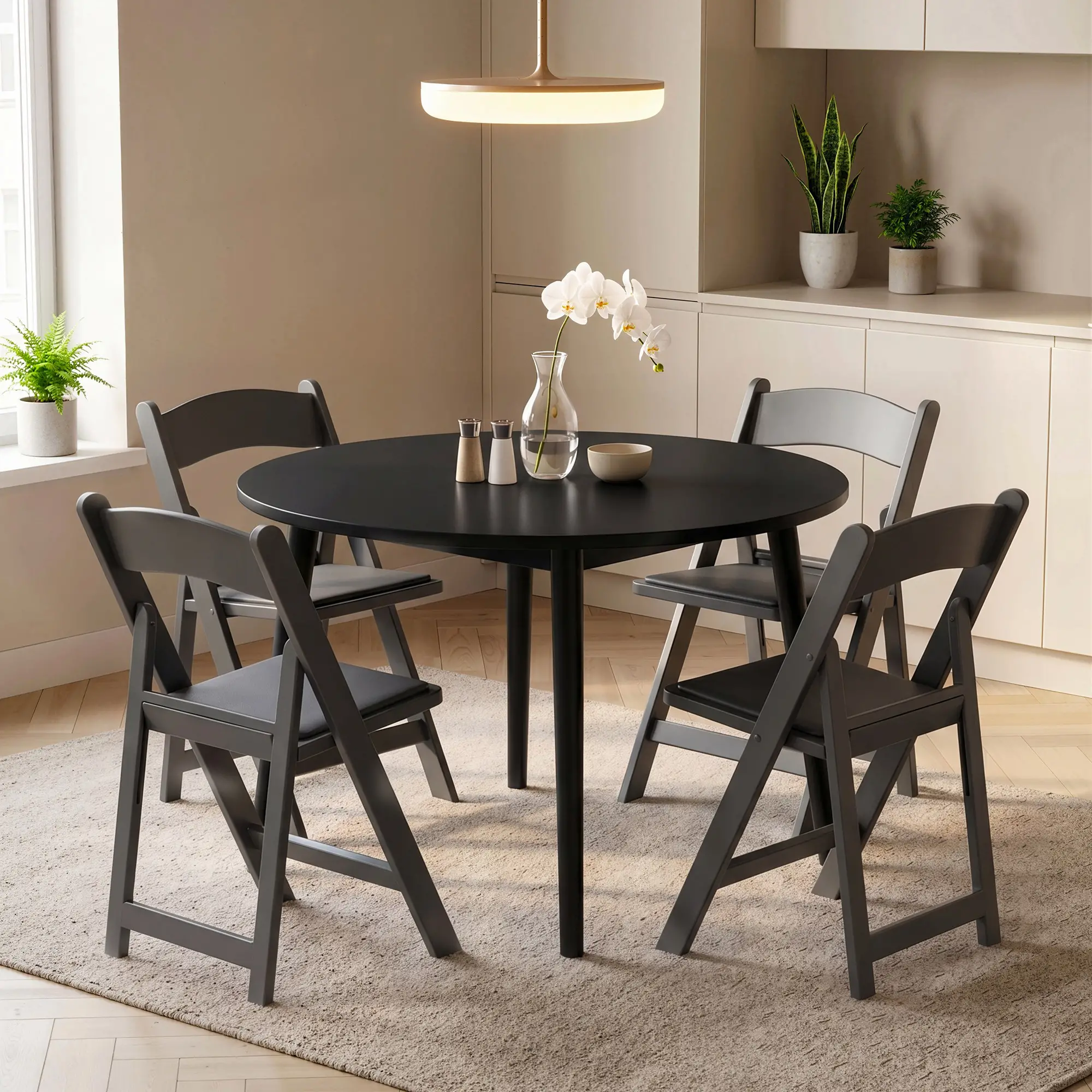 4 Pack Folding Chairs, Foldable Resin Chair with Padded Seat, Portable Indoor Outdoor Seat for Office Events Dining - Image 2