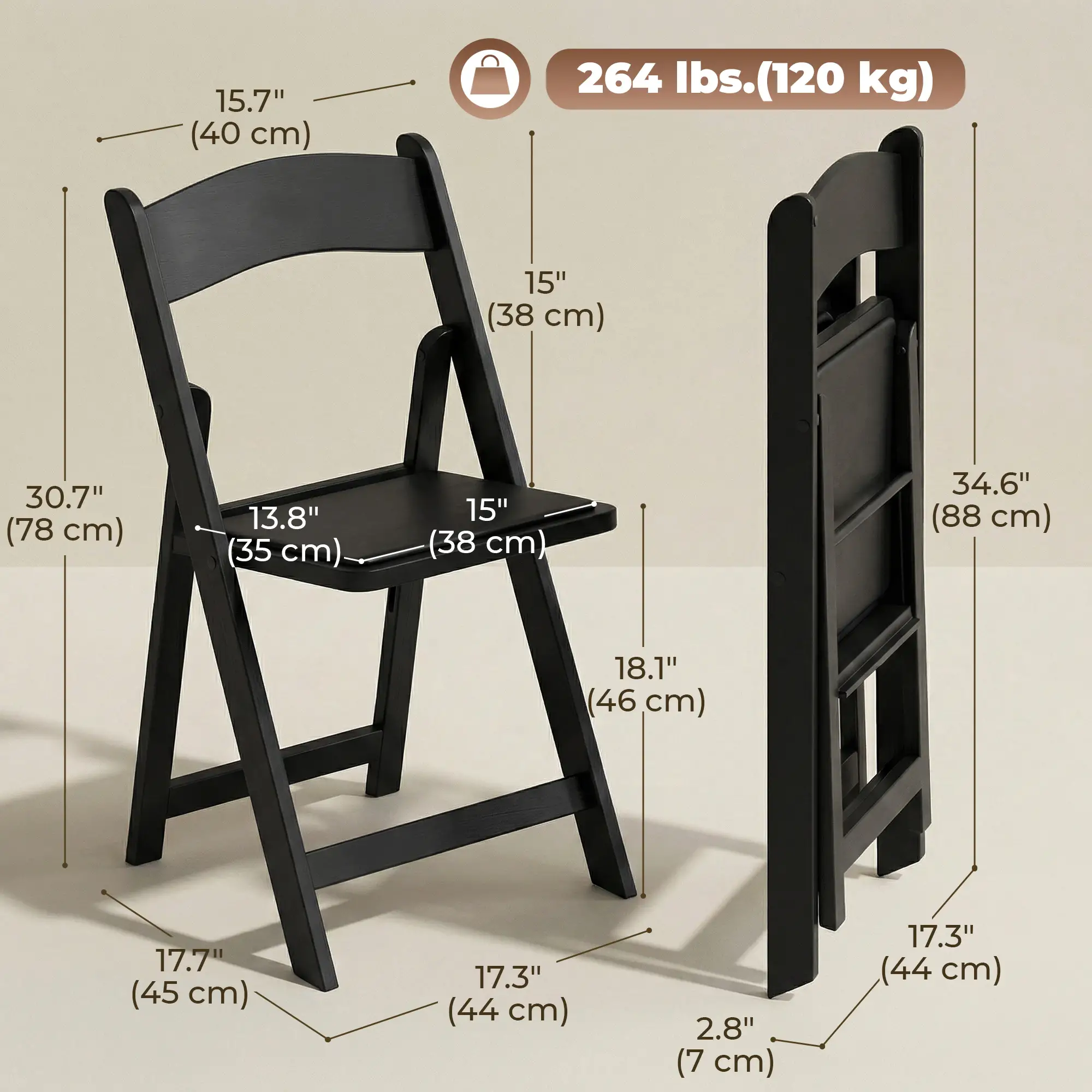 4 Pack Folding Chairs, Foldable Resin Chair with Padded Seat, Portable Indoor Outdoor Seat for Office Events Dining - Image 3