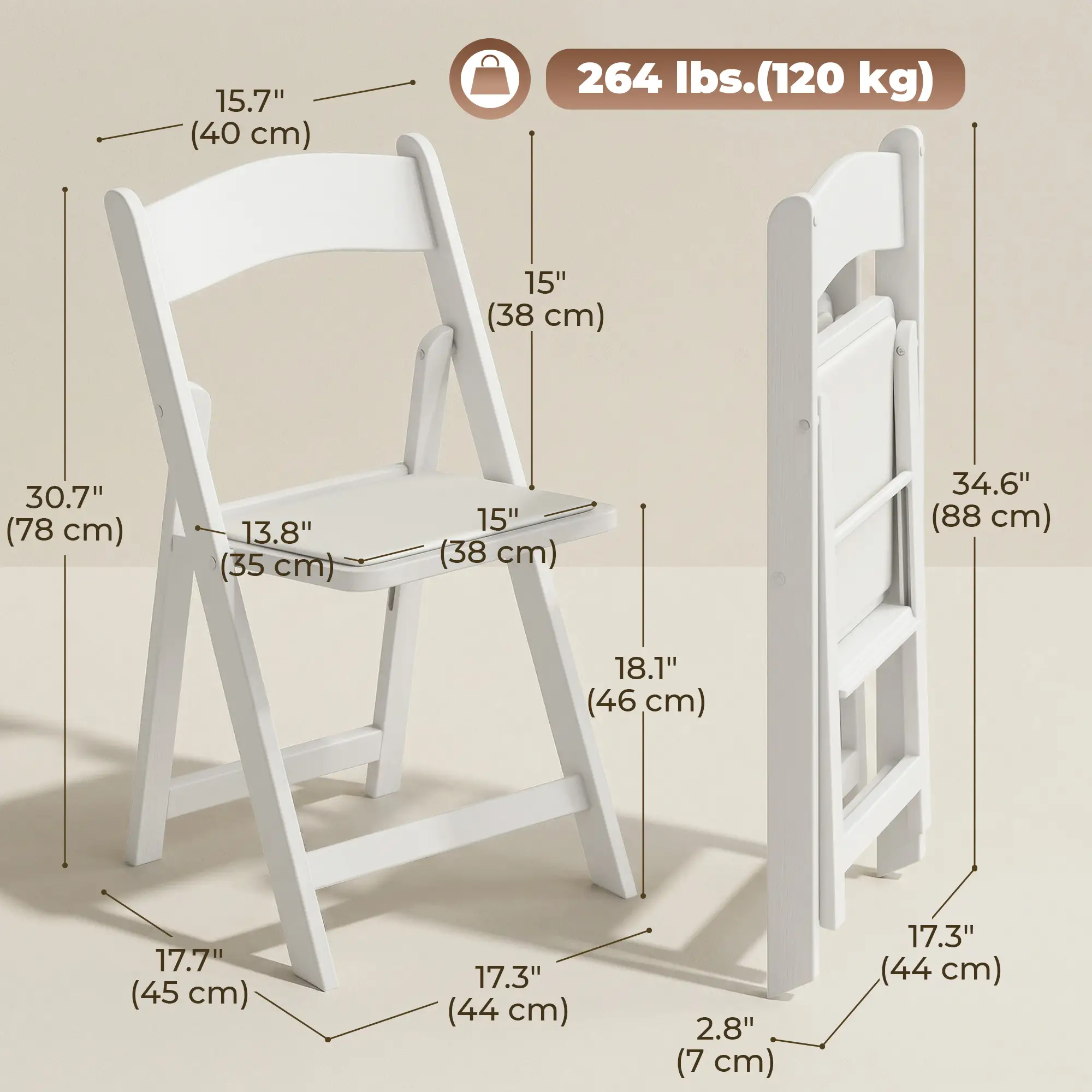4 Pack Folding Chairs, Foldable Resin Chair with Padded Seat, Portable Indoor Outdoor Seat for Office Events Dining - Image 3