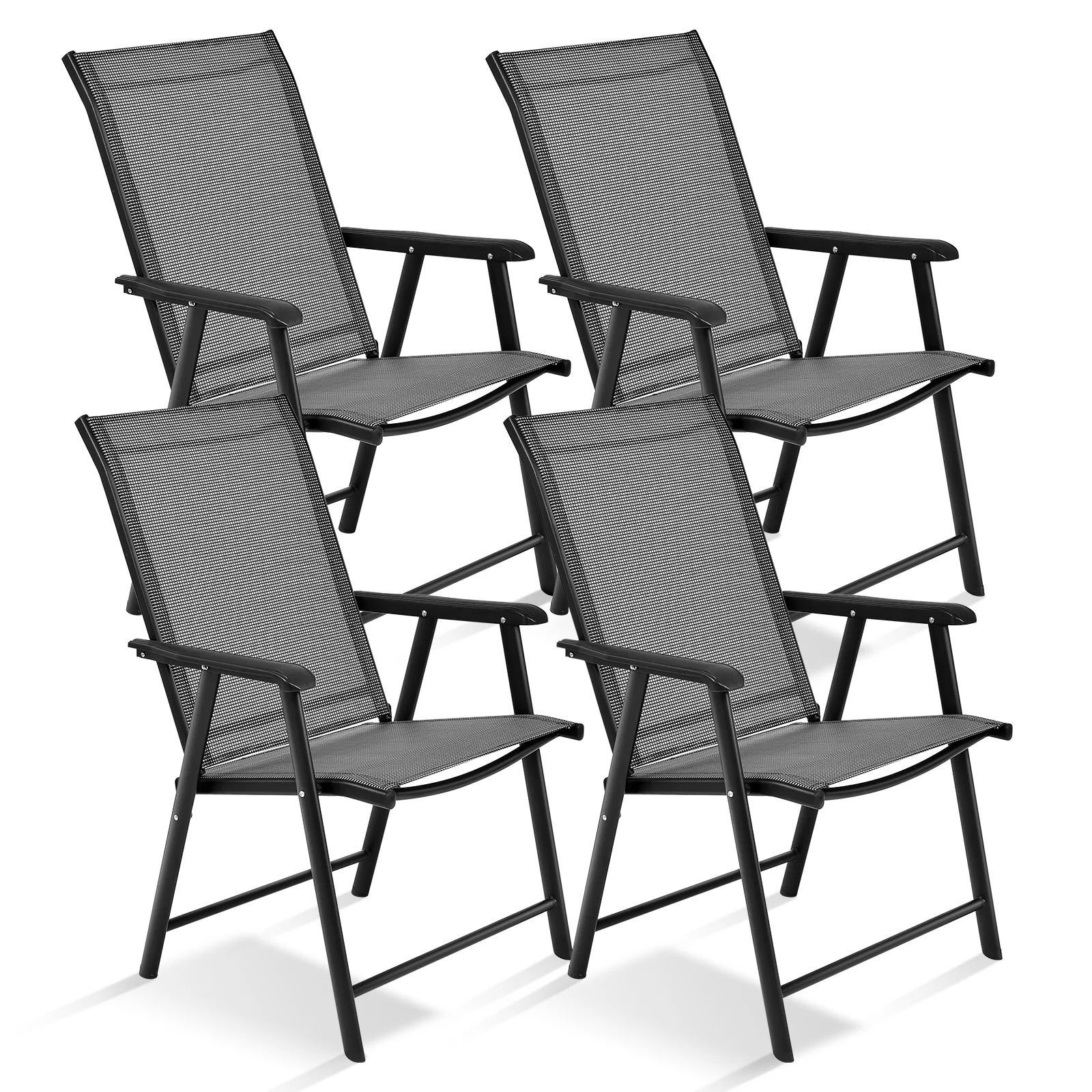 4-Pack Folding Chairs, Portable Outdoor Camping, Gray - Image 4