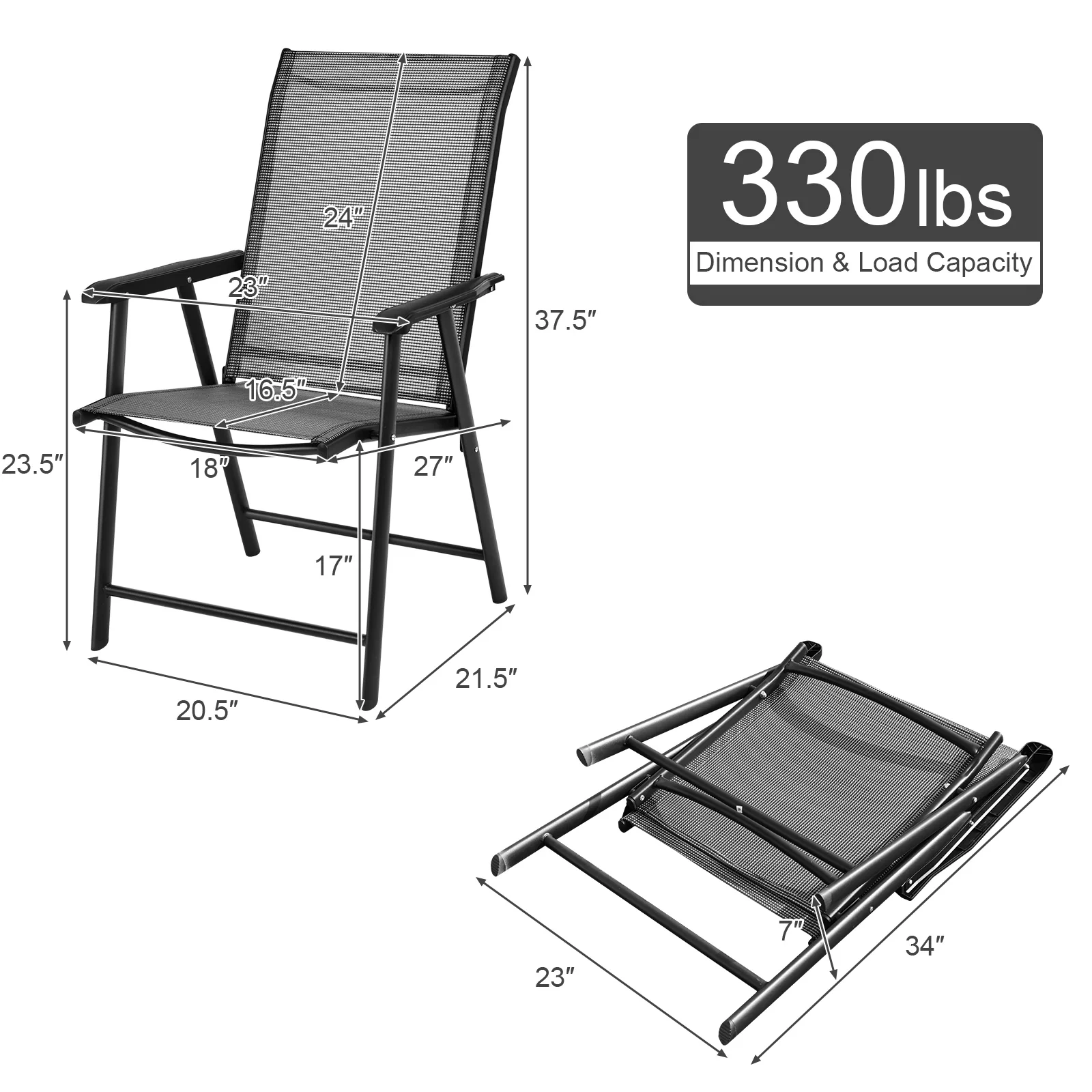 4-Pack Folding Chairs, Portable Outdoor Camping, Gray - Image 5